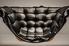 Contemporary Orbital Armchair with Leather Upholstery