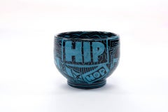 Contemporary Blue and Black Porcelain Hip Hop Bowl by Roberto Lugo