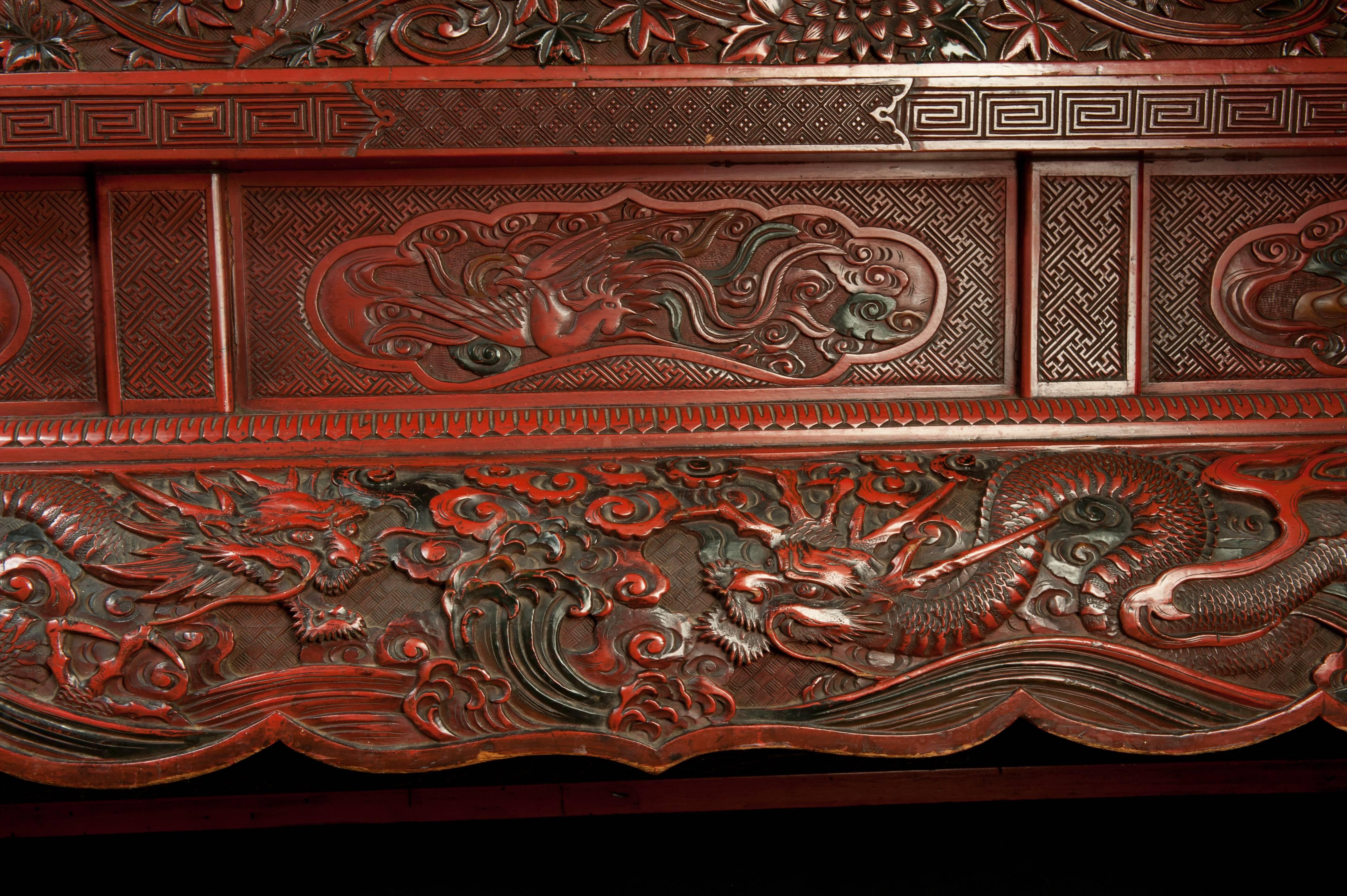 Grand Scale 19th Century Cinnabar Cabinet For Sale 4