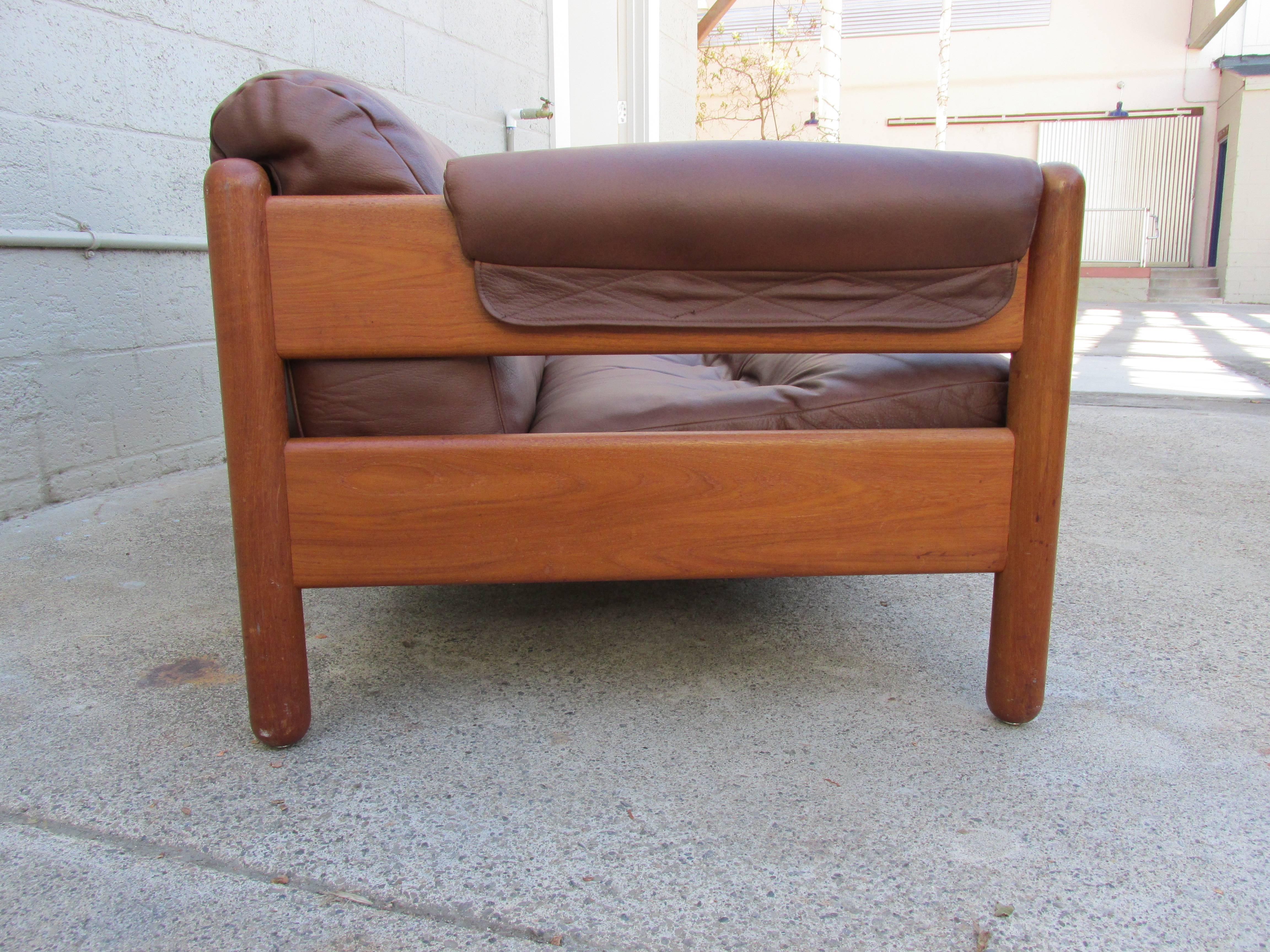 Fine Teak and Leather Danish Modern Sofa by A. Mikael Laursen In Excellent Condition In Fulton, CA