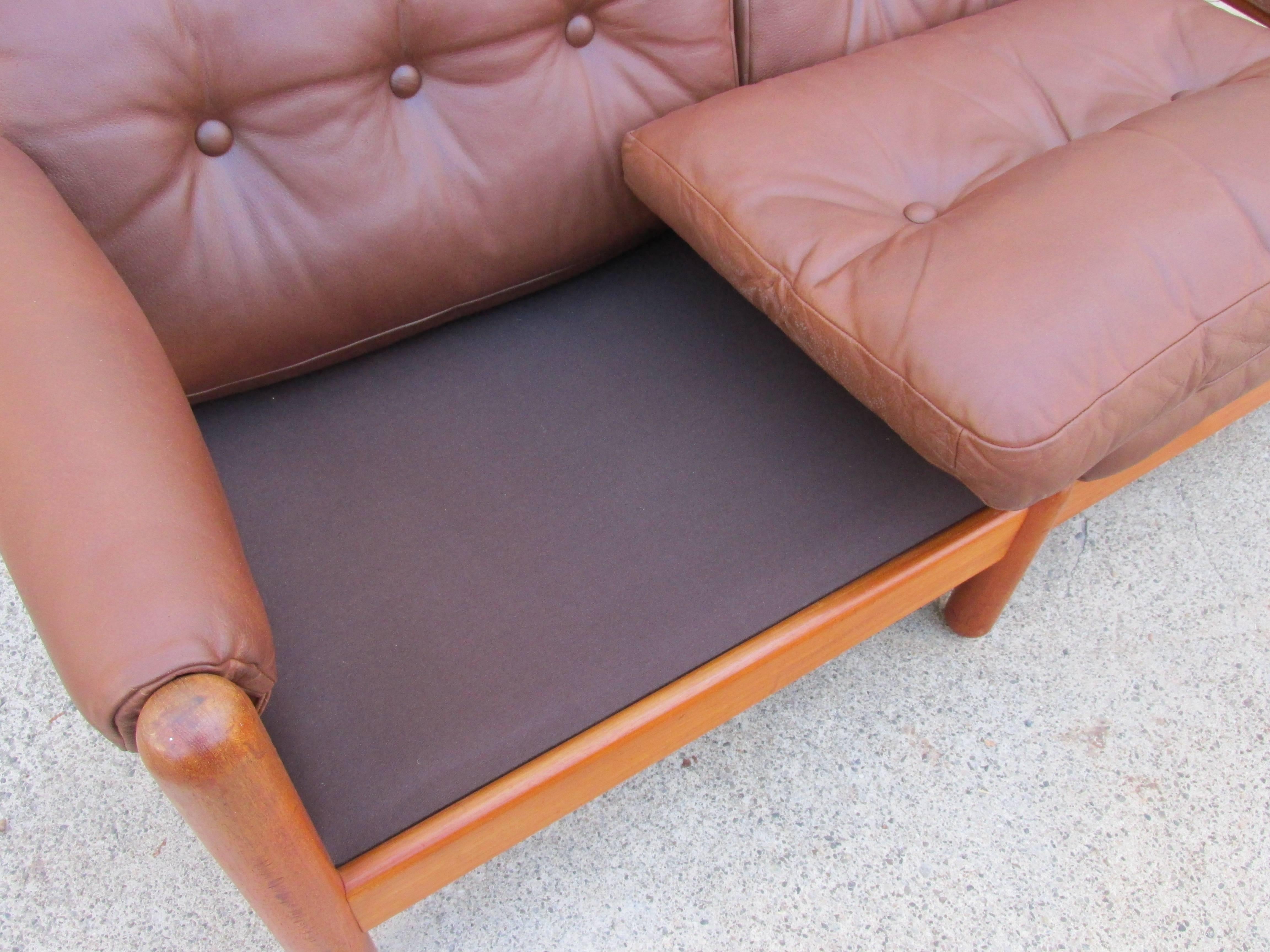 Fine Teak and Leather Danish Modern Sofa by A. Mikael Laursen 1