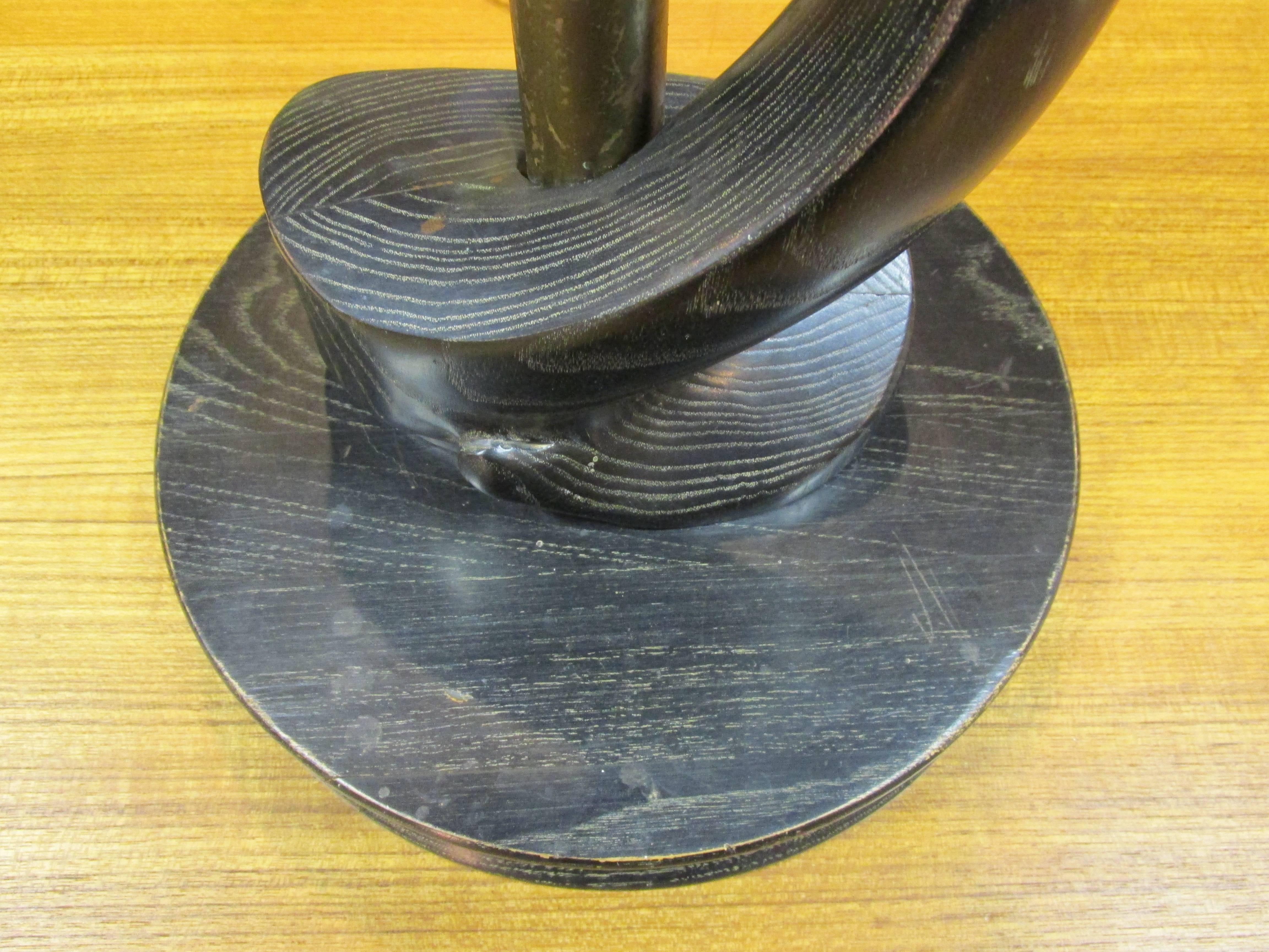 Mid-Century Modern Black Cerused Oak Table Lamp