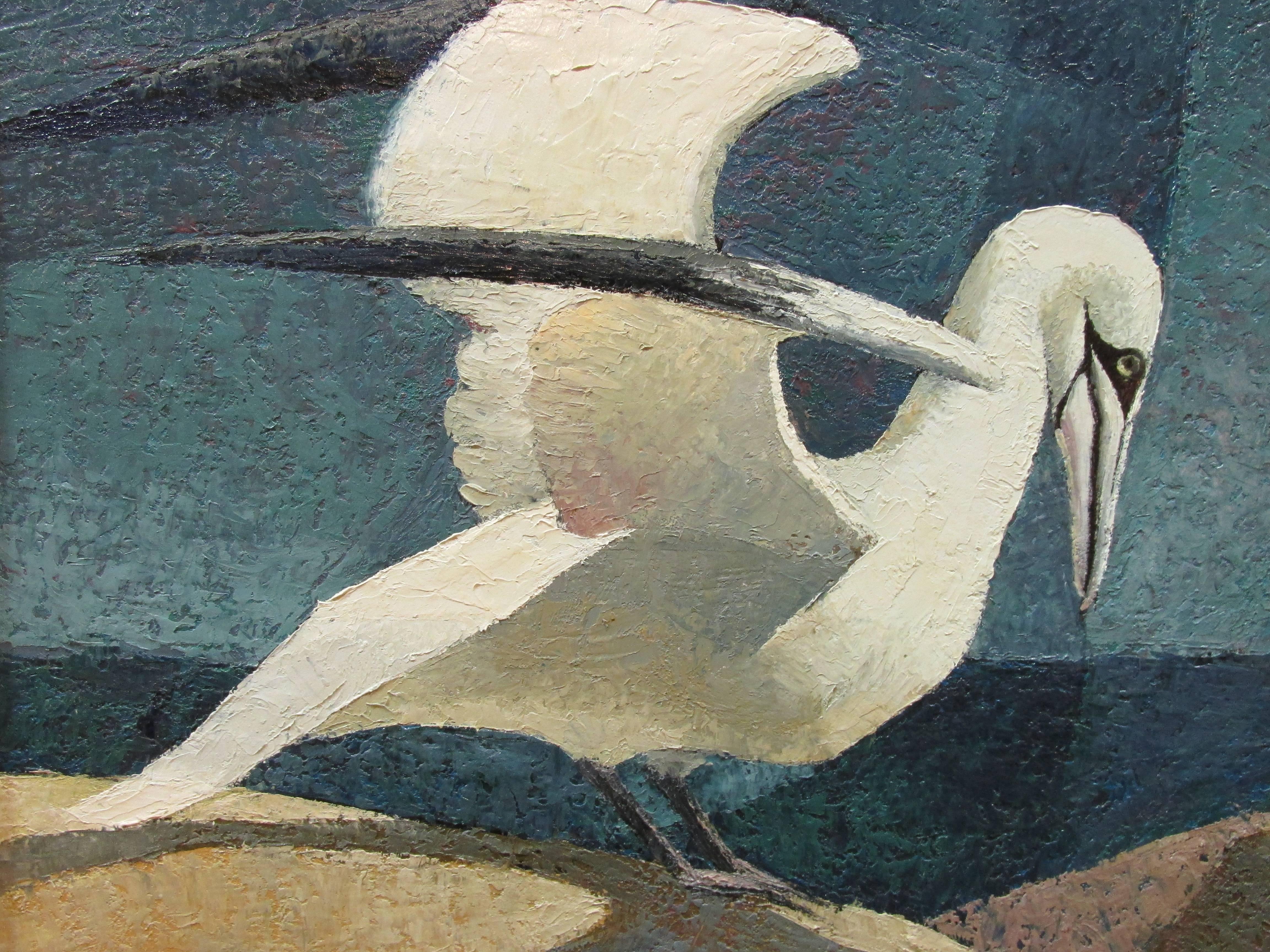 American Cubist Painting by Jack Dudley, Two Seagulls