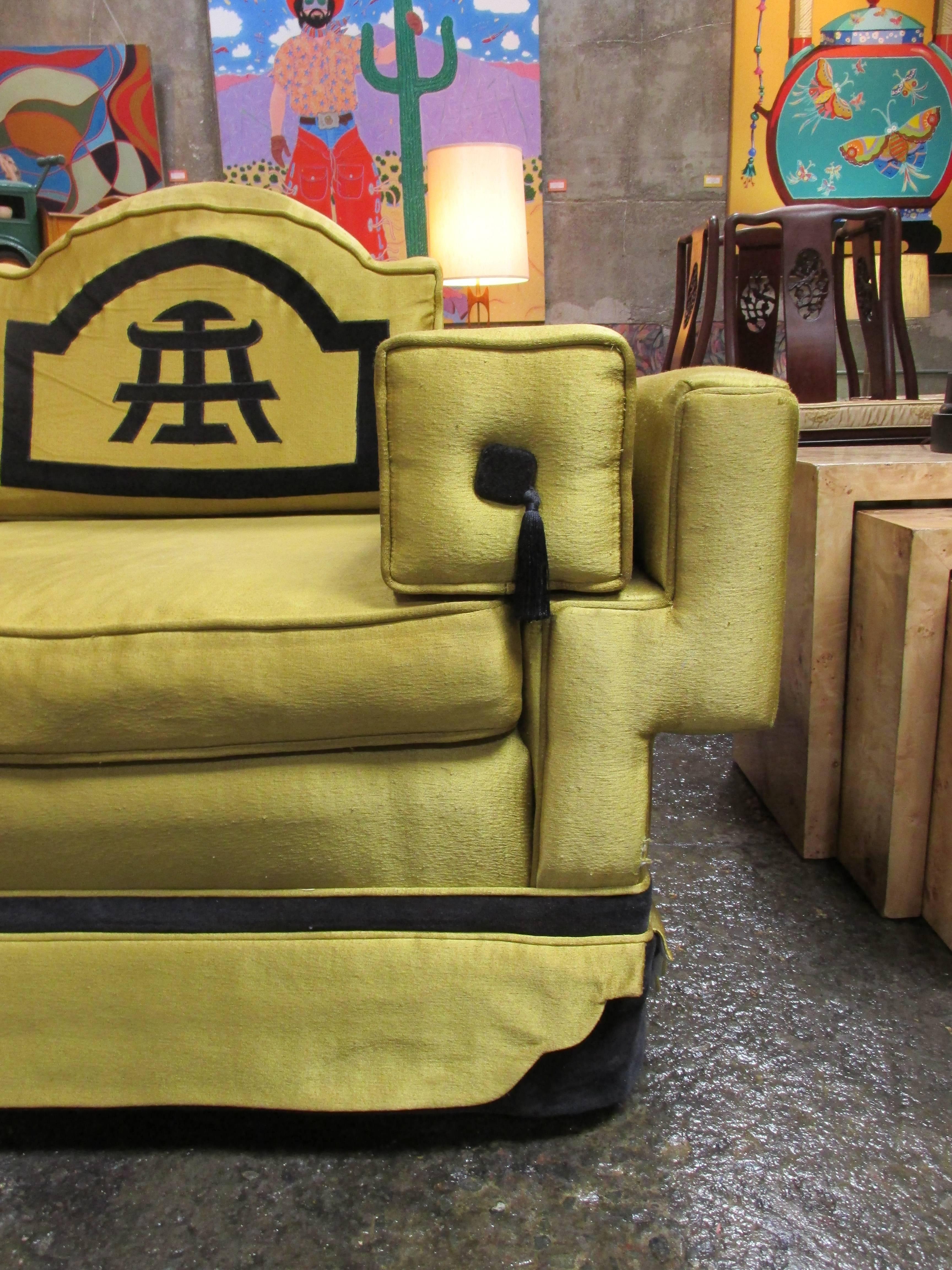 Mid-Century Modern 1950's Oriental Design Sofa Style of James Mont For Sale