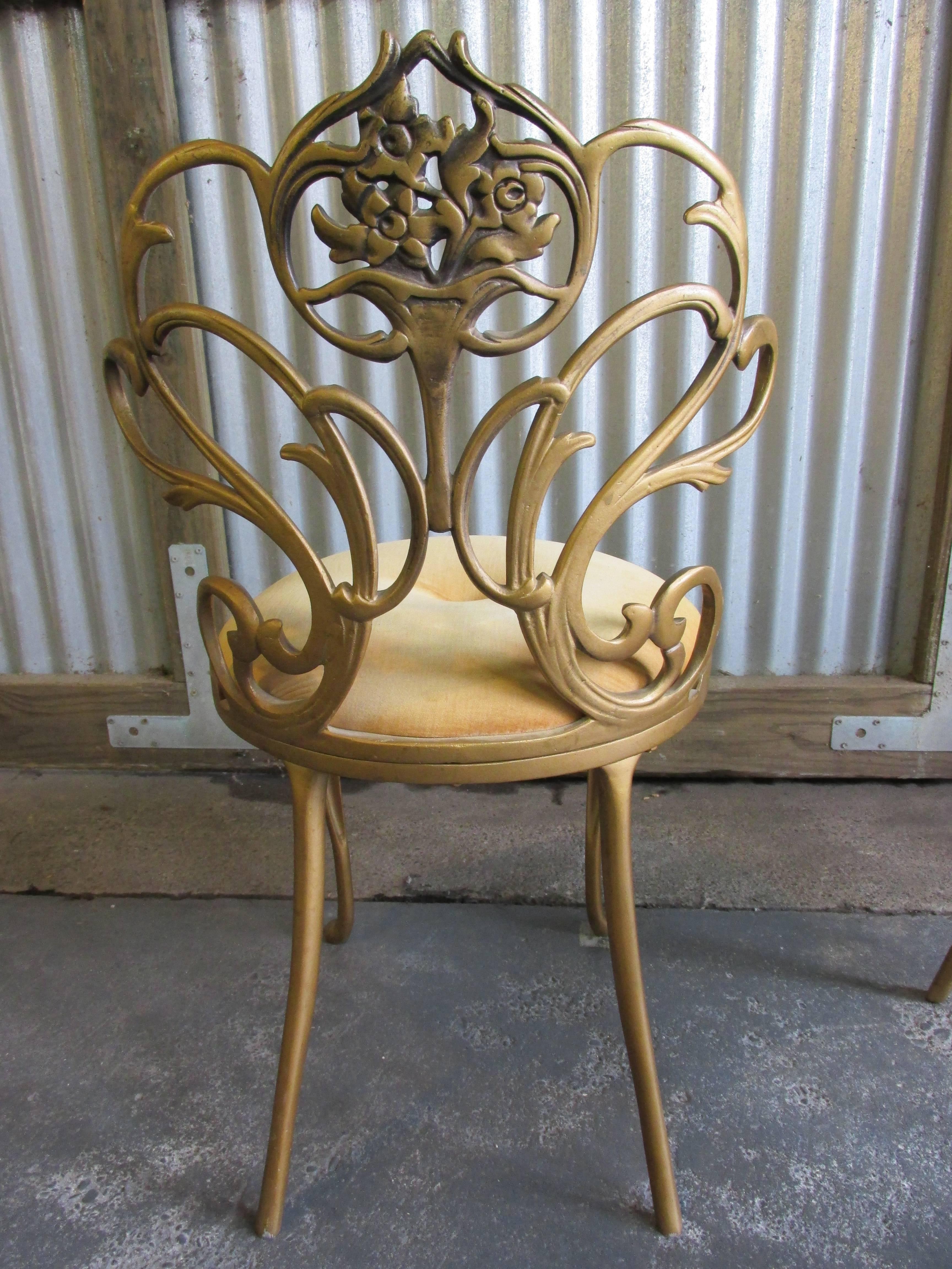American Pair of Cast Iron Hollywood Regency Chairs