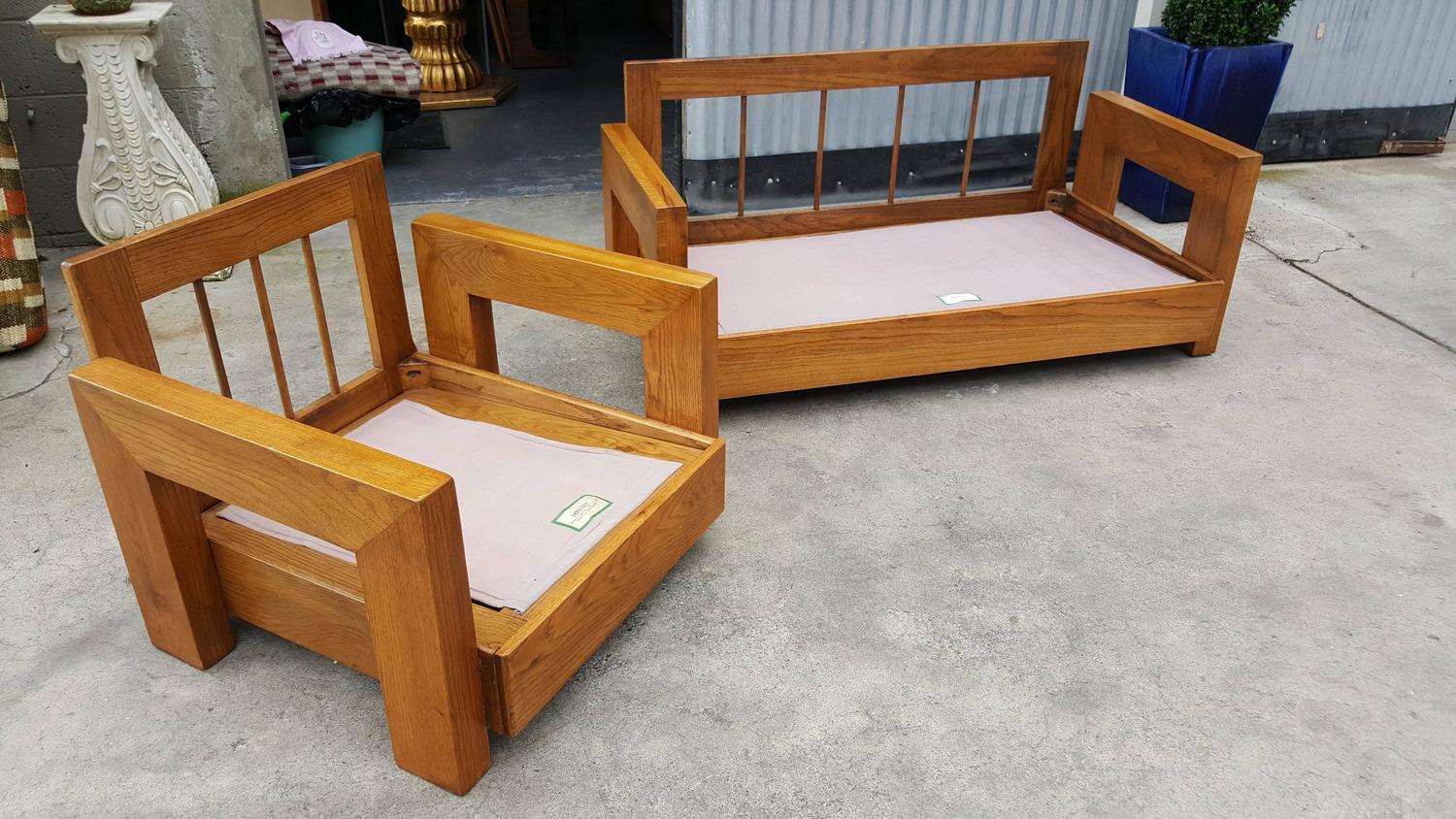 Howard Furniture MidCentury Modern Sofa and Lounge Chair For Sale at