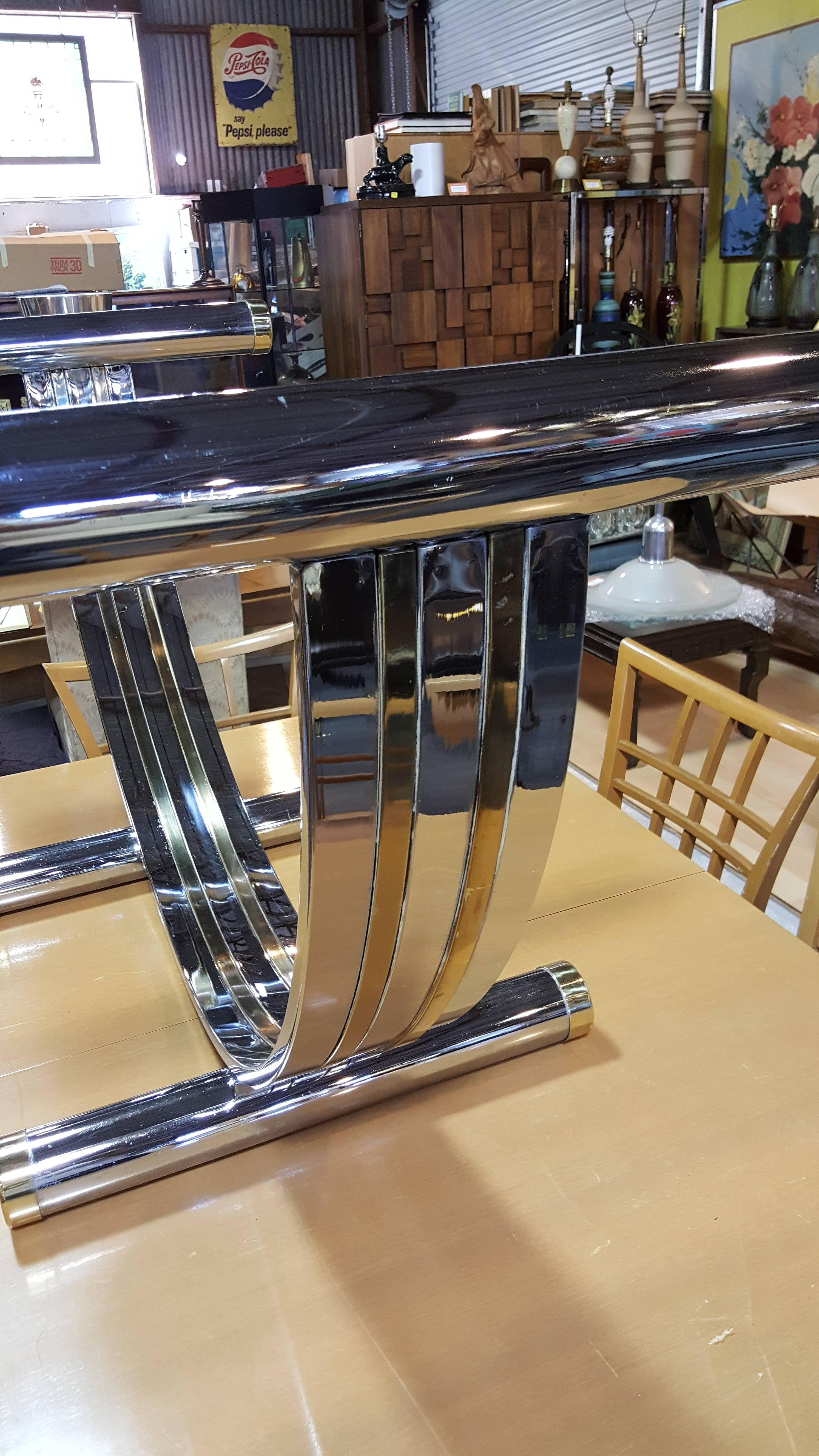 Italian Romeo Rega Chrome and Brass Dining Table Base