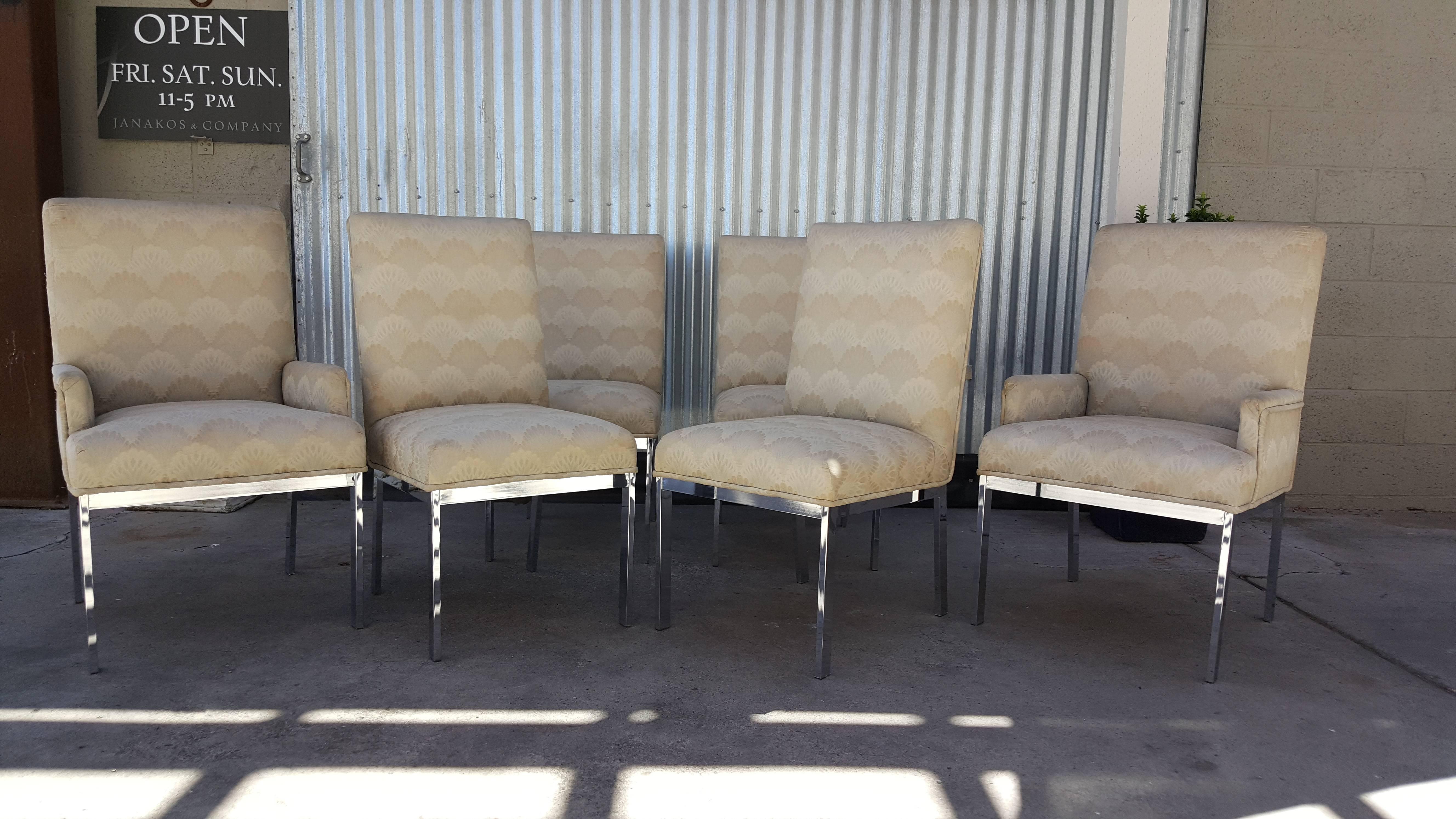 Late 20th Century Set of Six Milo Baughman for DIA Chrome Dining Chairs For Sale
