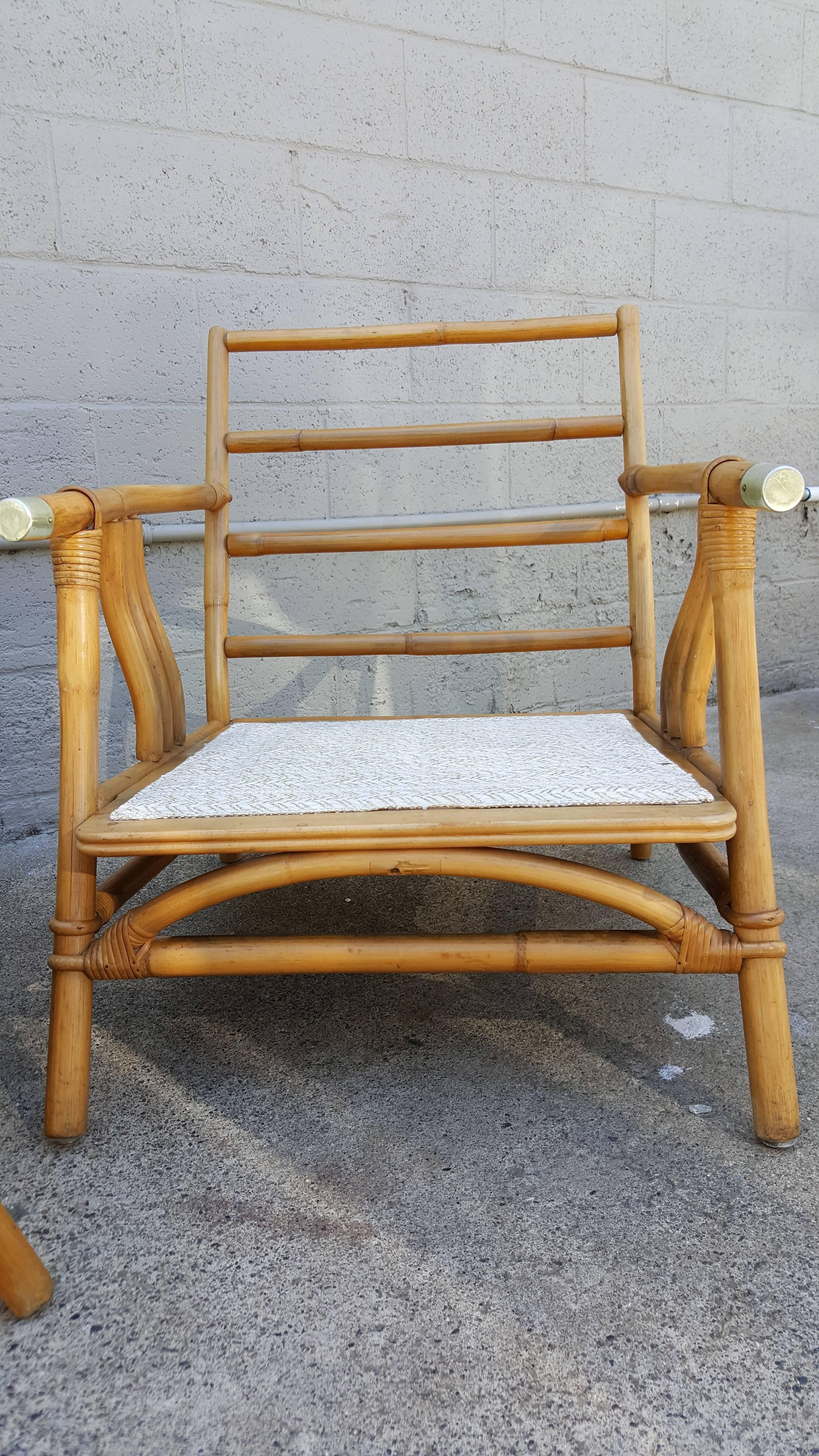 American Ficks Reed Rattan Lounge Chairs