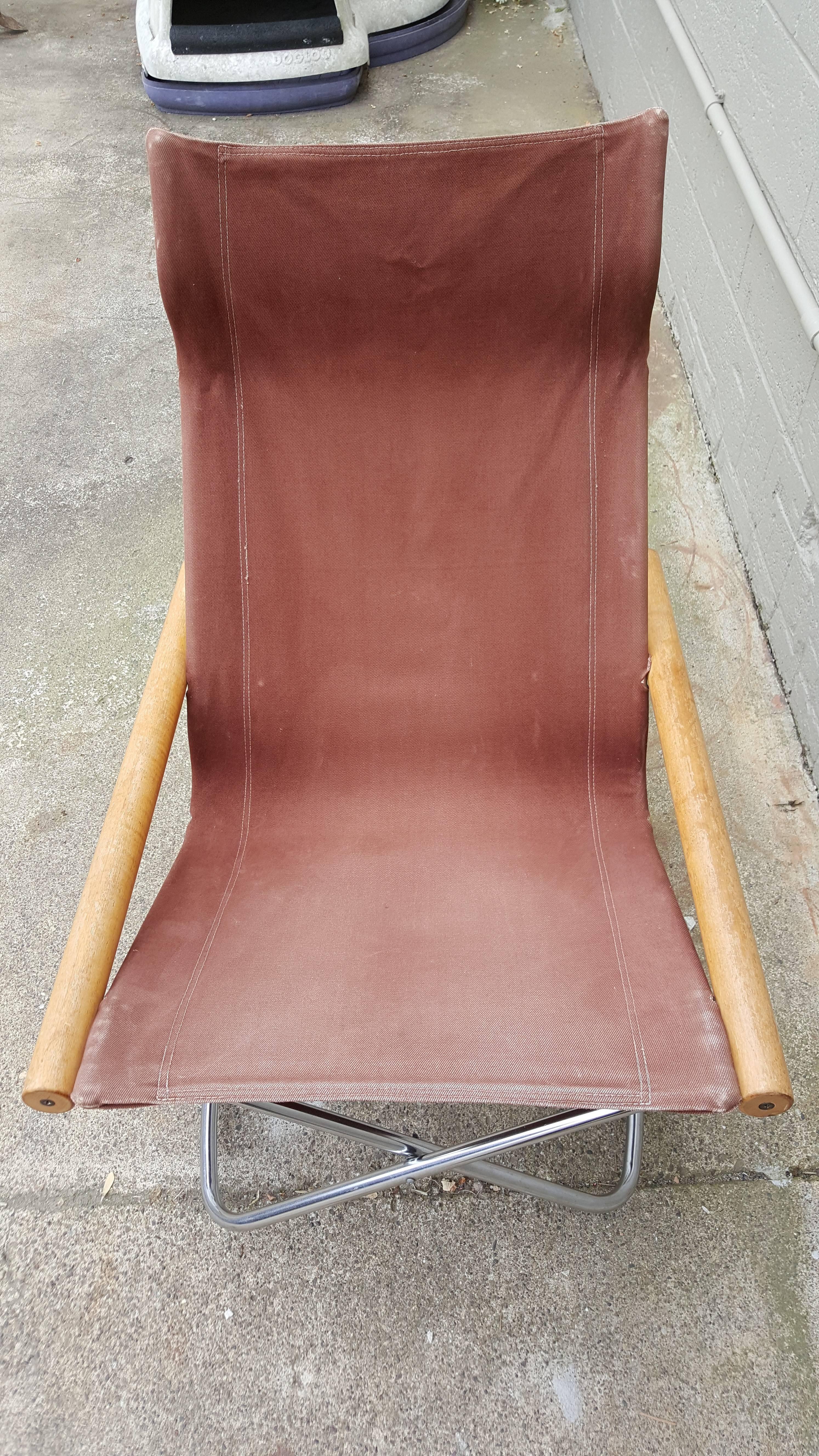 Folding Sling Seat Rocking Lounge Chair by Takeshi Nii In Good Condition In Fulton, CA