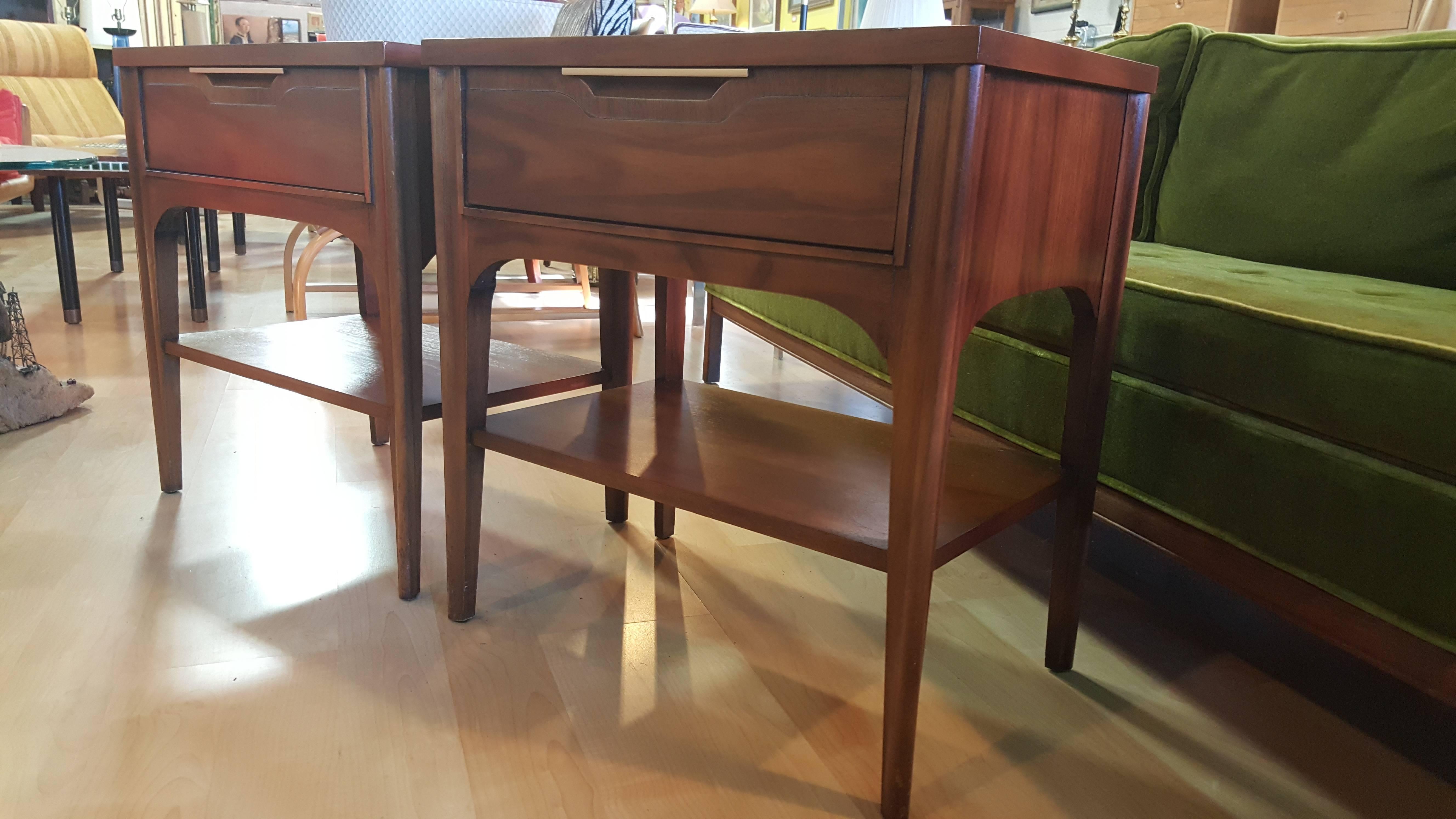 Mid-20th Century Kent Coffey Walnut Nightstands / End Tables