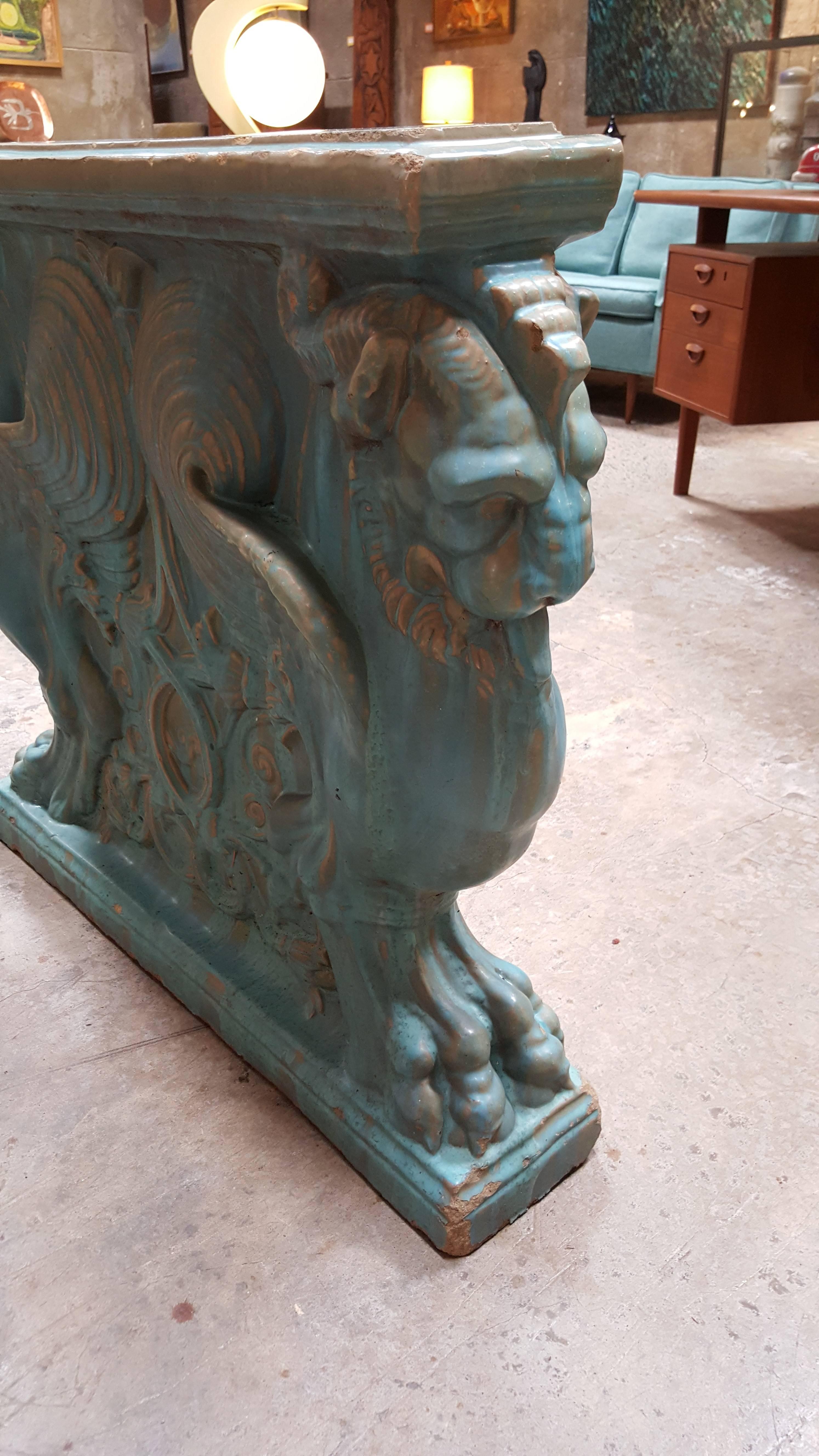 American Winged Lion Pedestal by Gladding, McBean Pottery