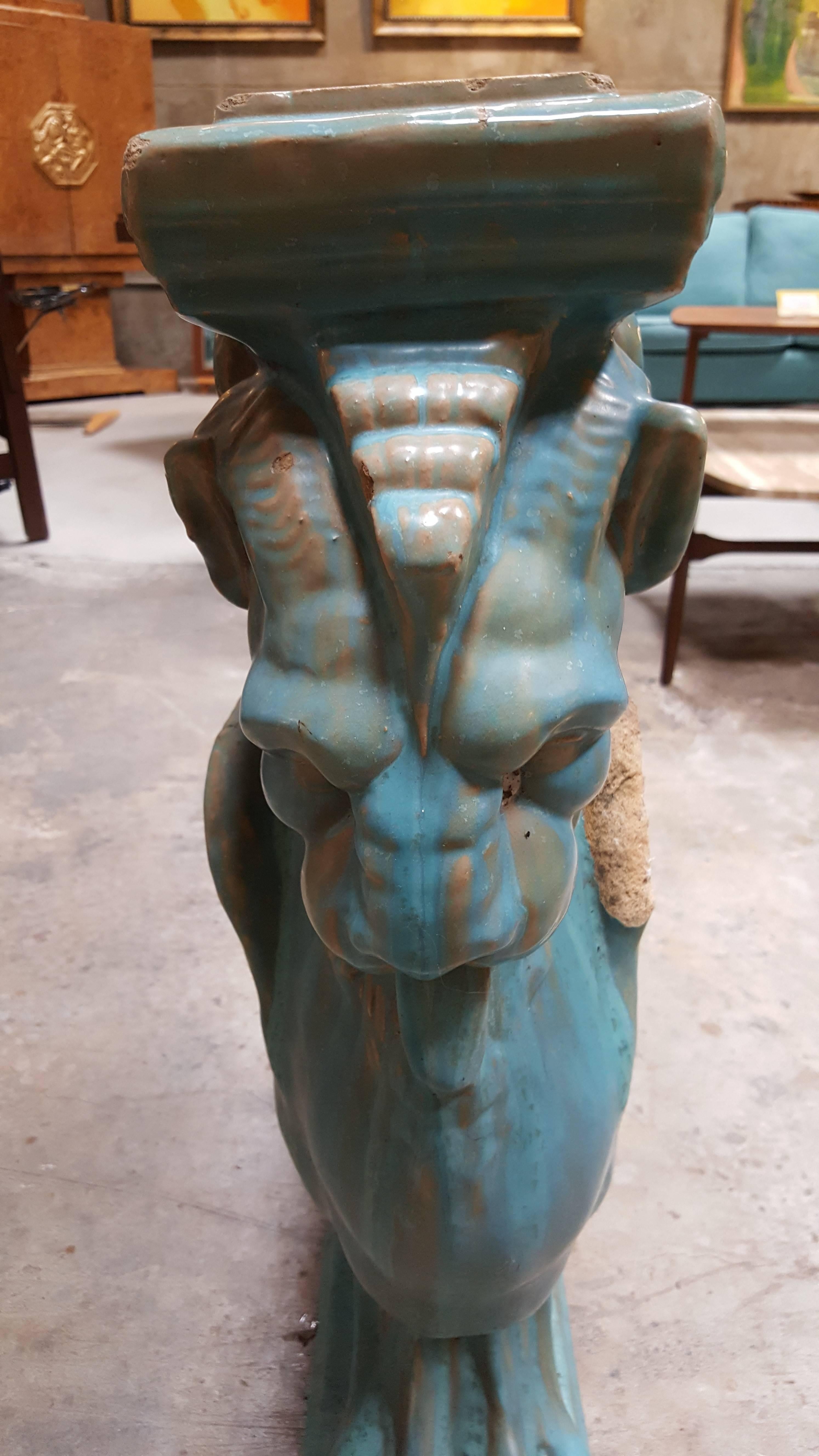 Winged Lion Pedestal by Gladding, McBean Pottery 1