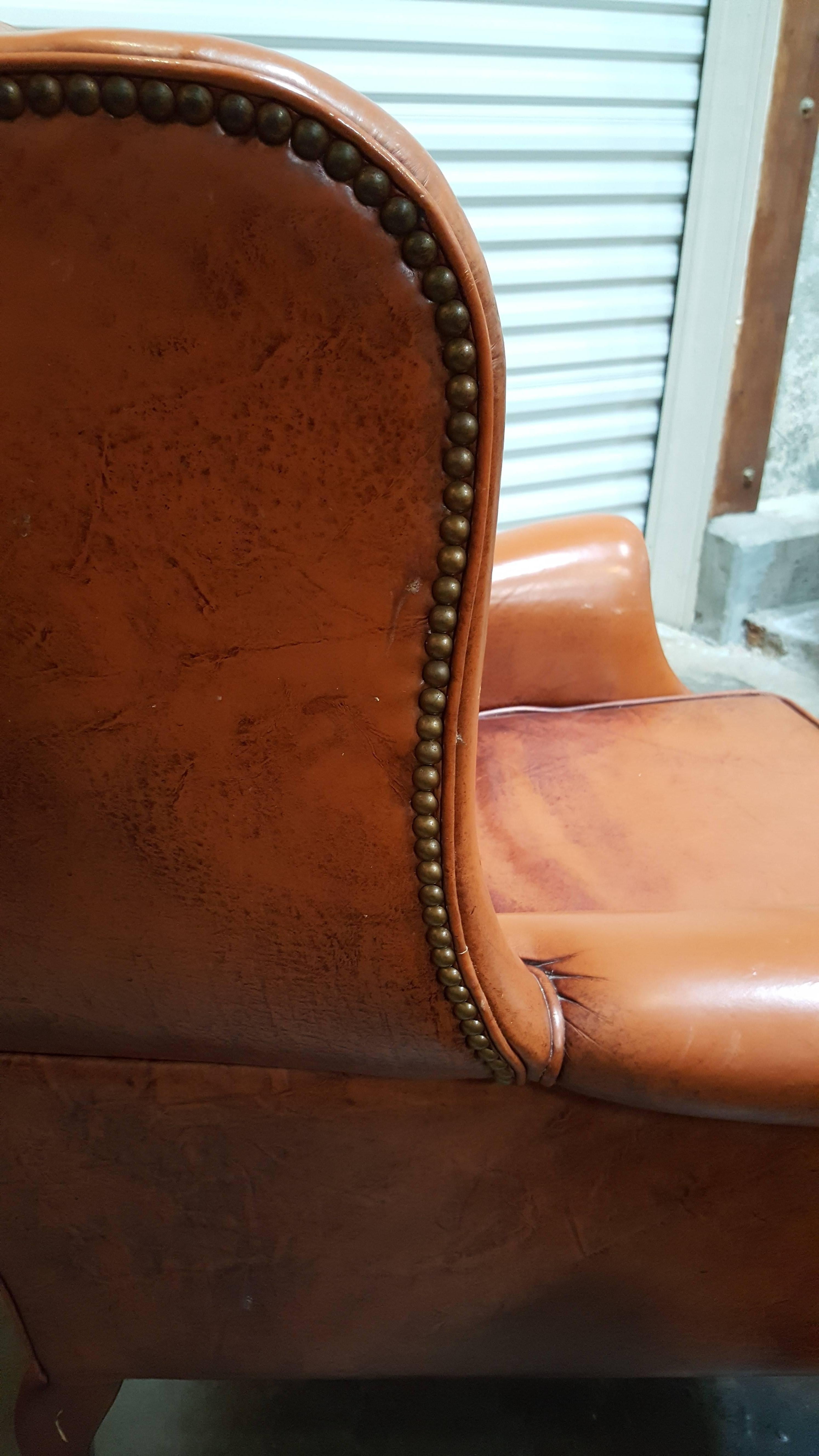 American Leather Club Chairs by Schafer Brothers