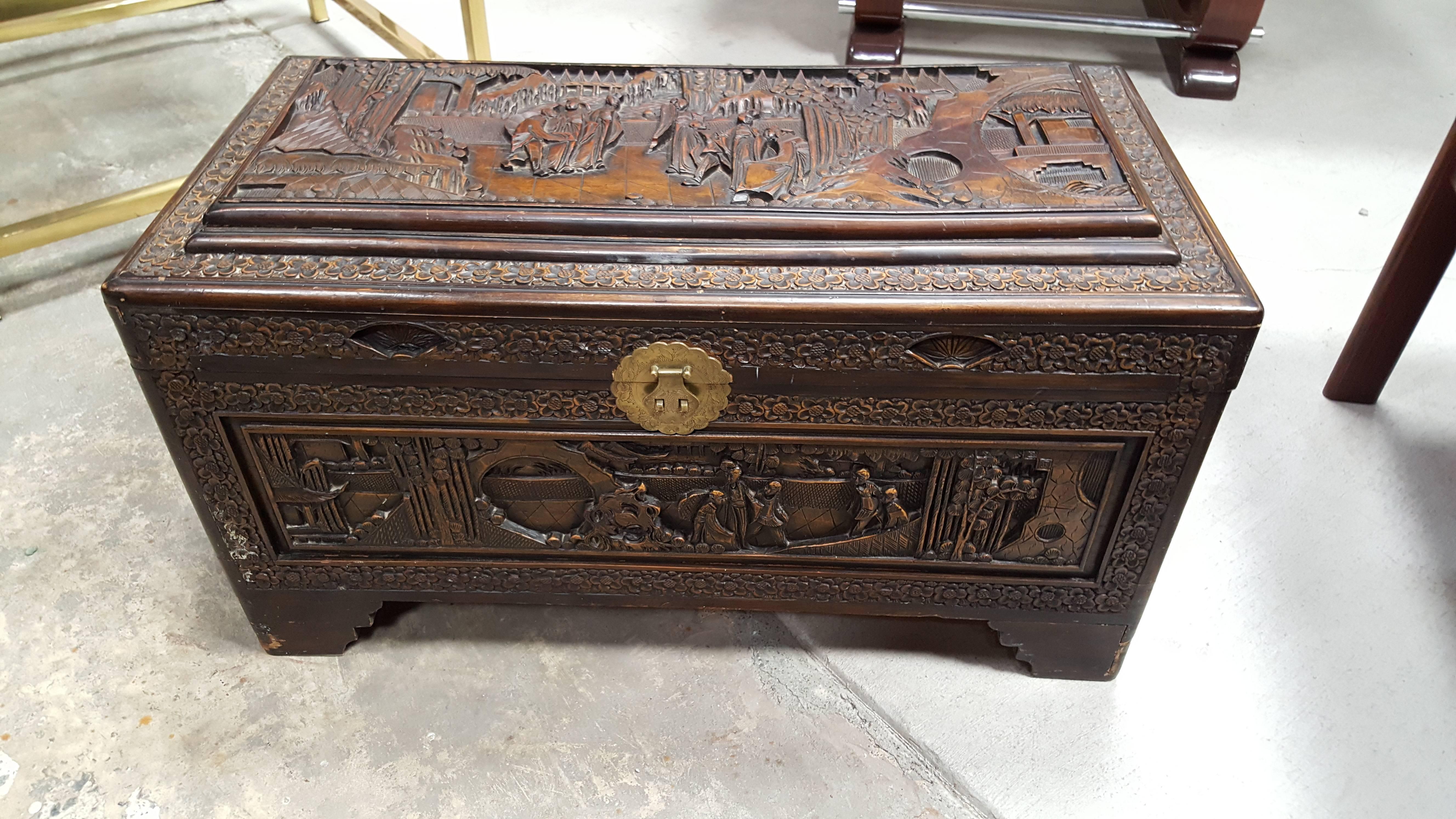 antique chinese chest carved