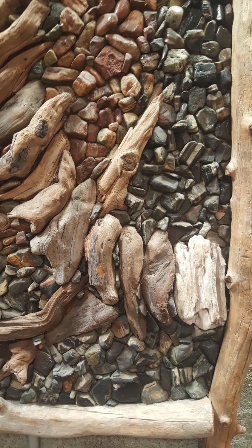 Impressive and Large Organic Driftwood and Stone Wall Art For Sale at