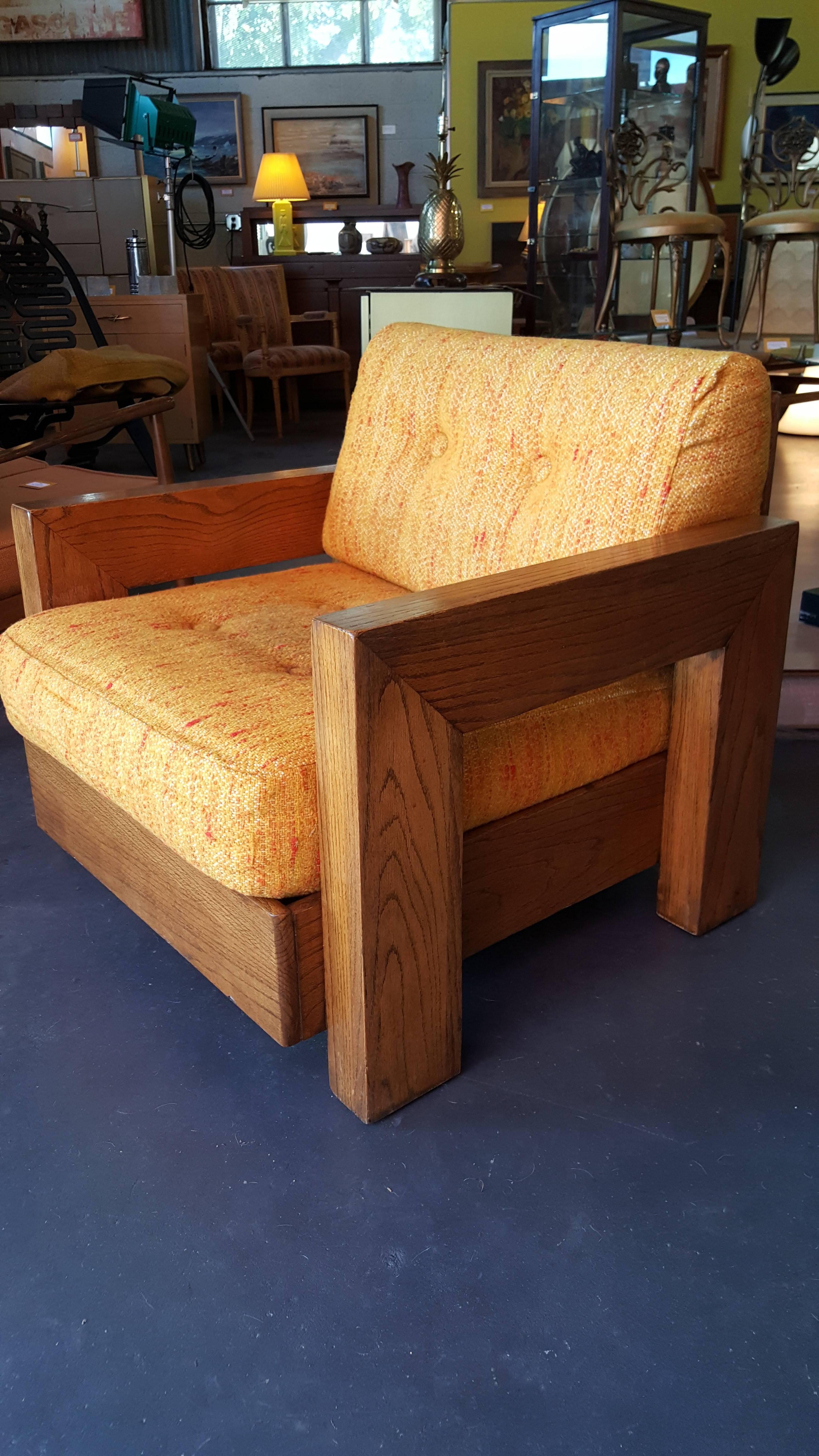 Oak Bold Mid-Century Modern Lounge Chair by Howard Furniture