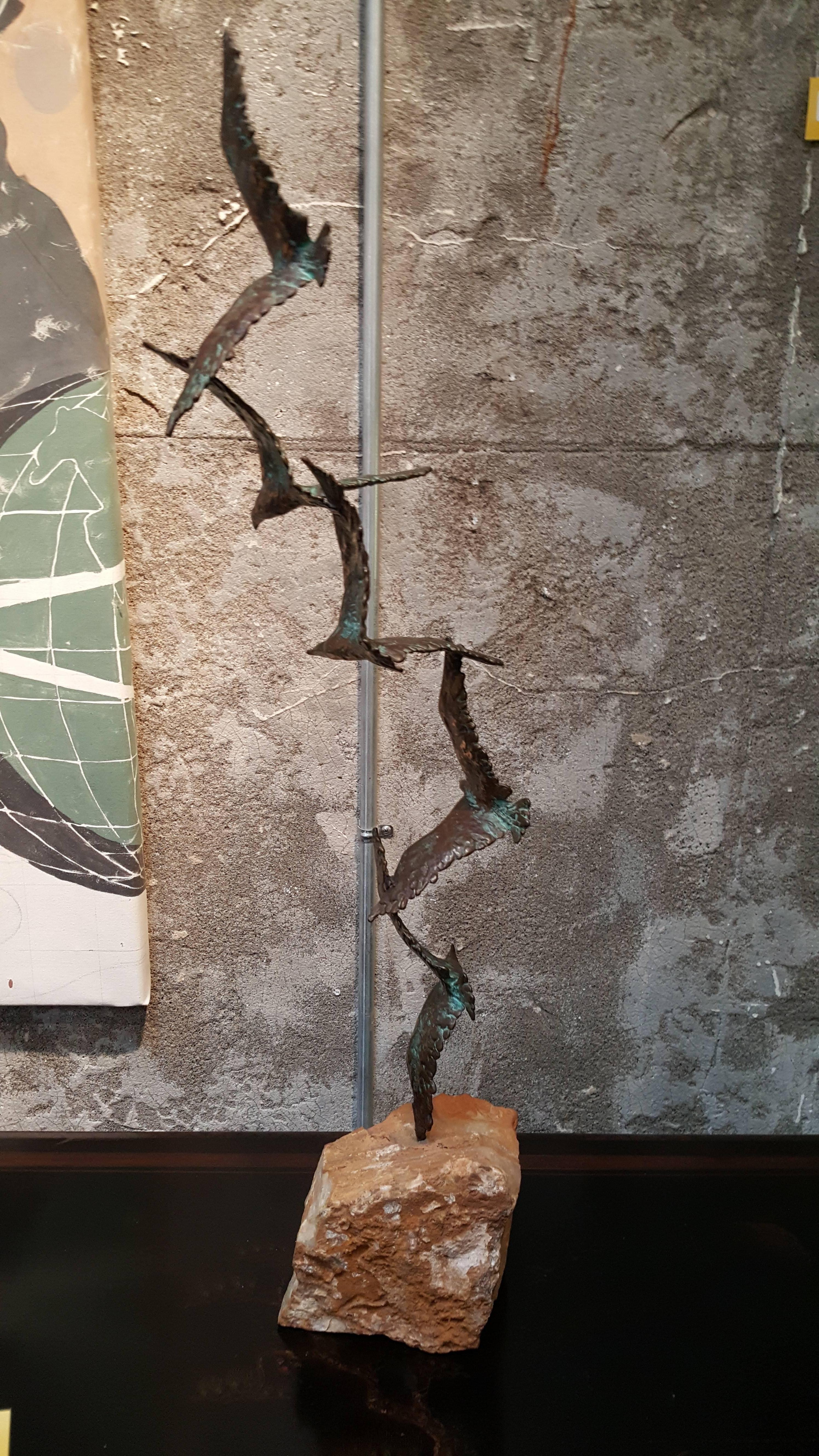 Mid-Century Modern Bronze Birds in Flight by Curtis Jere