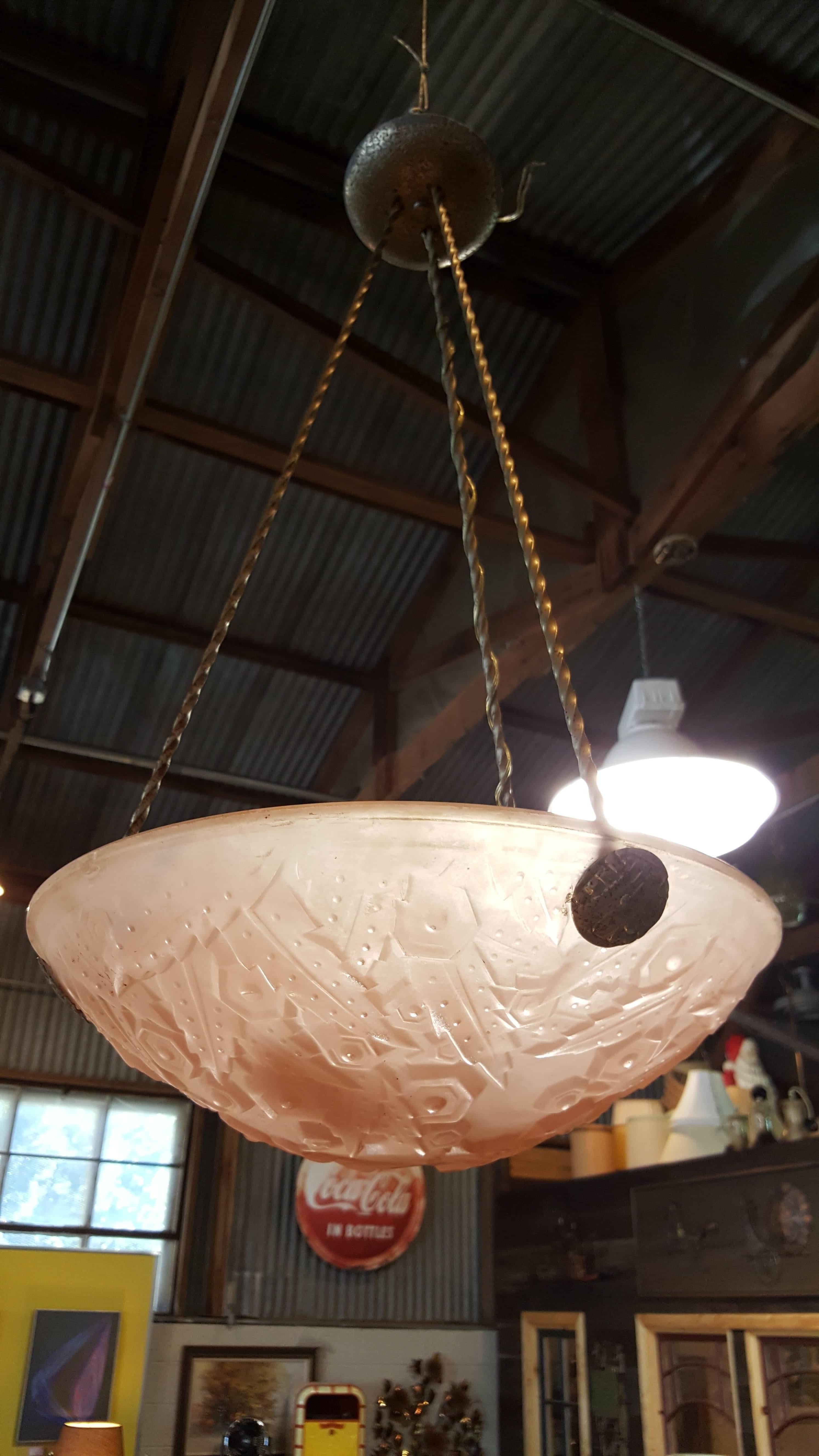 French Art Deco Chandelier by Muller Freres In Good Condition In Fulton, CA