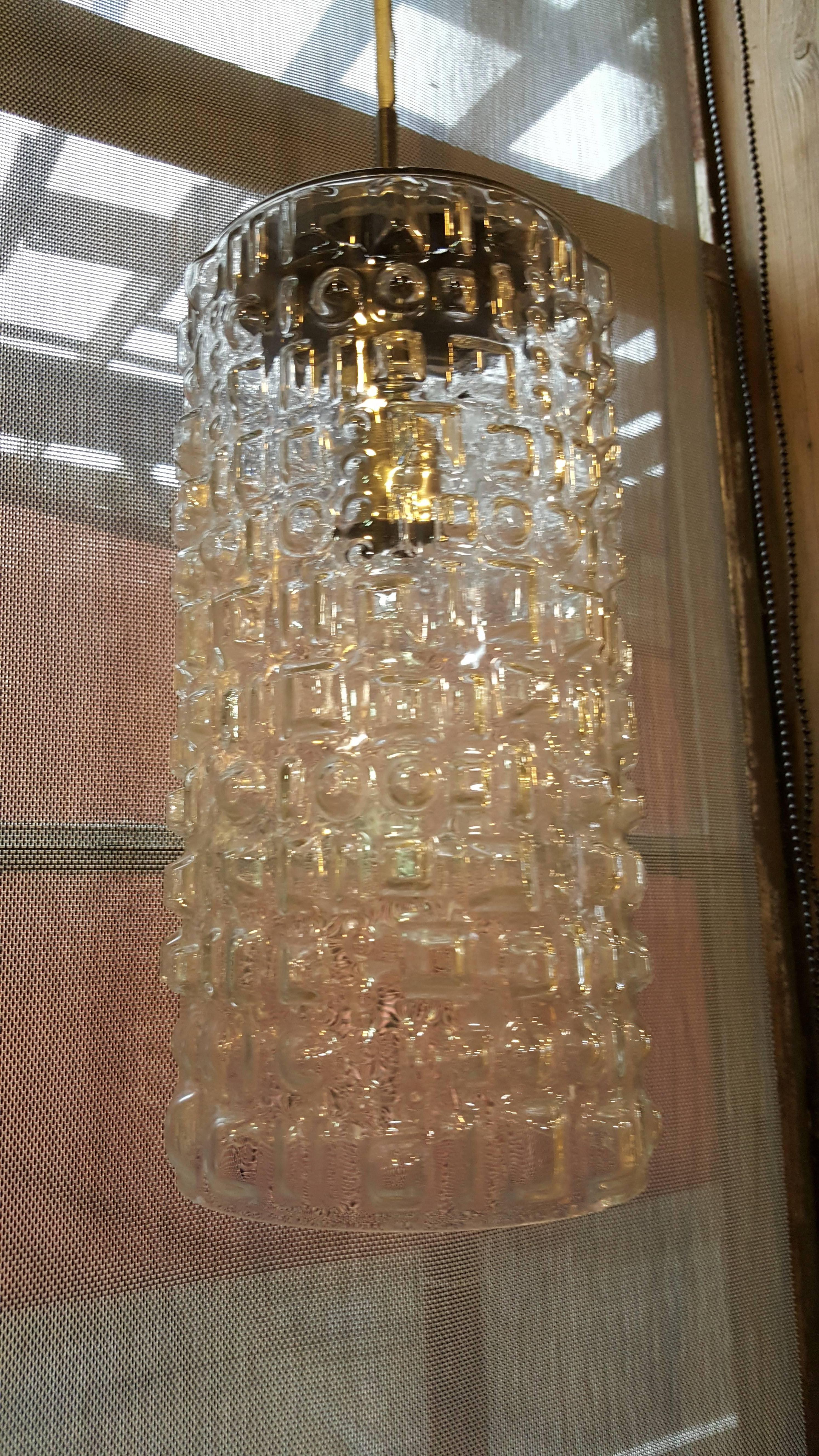 19th Century Cubist Style Glass Pendant Lights Pair