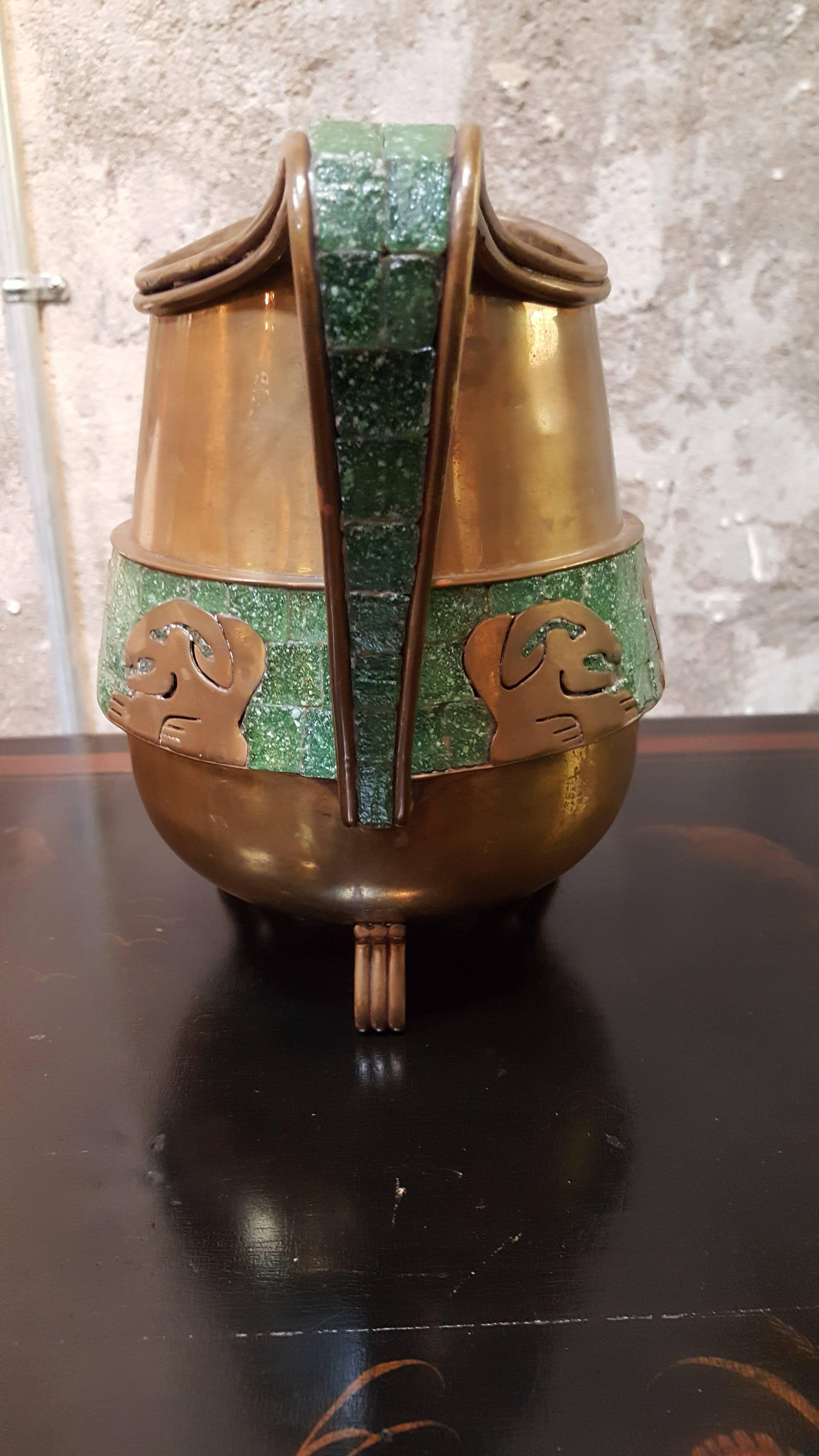 Mexican Mosaic Tile Pitcher by Salvador Teran For Sale