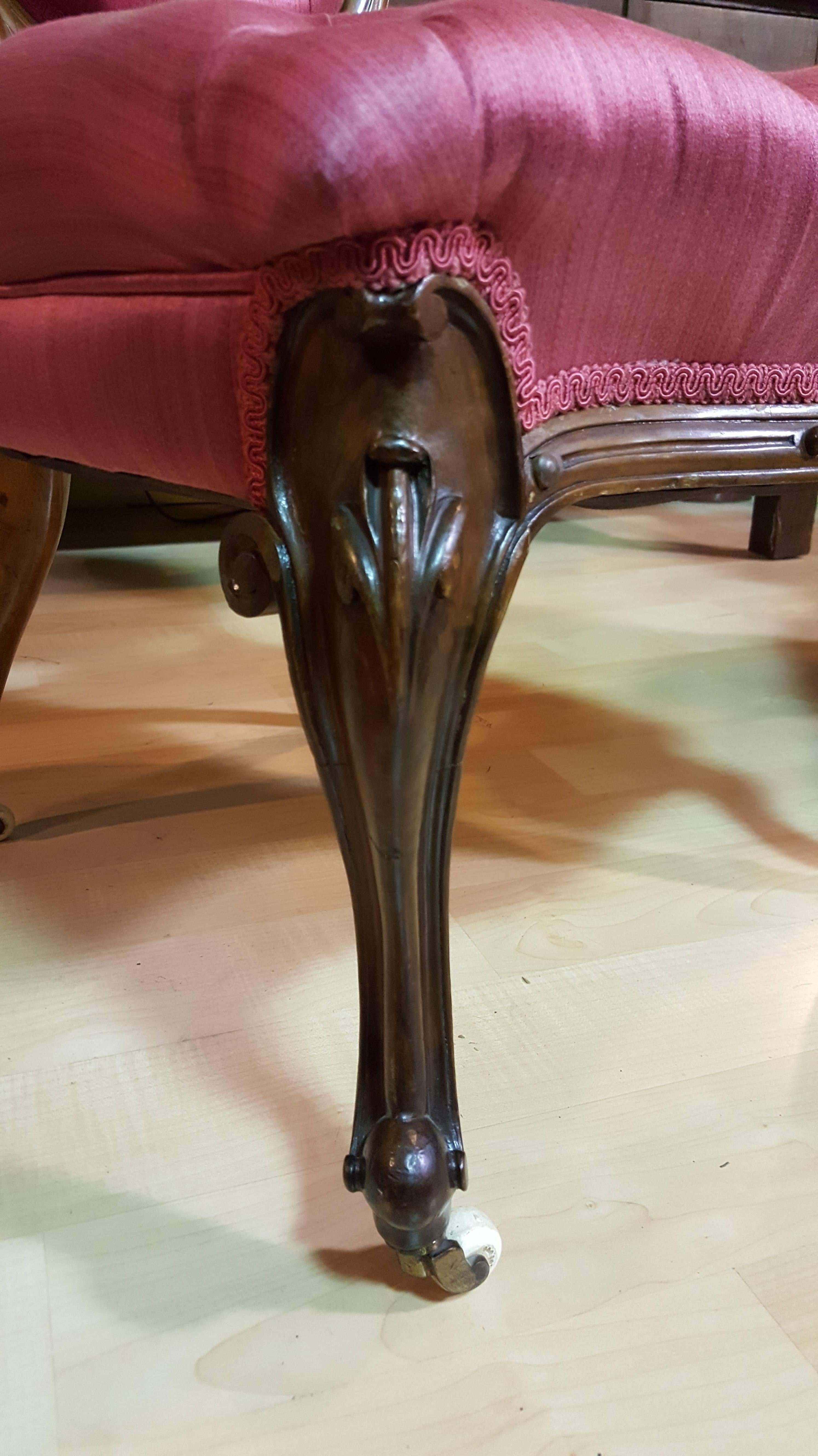 American 19th Century Carved Walnut Slipper Chairs For Sale