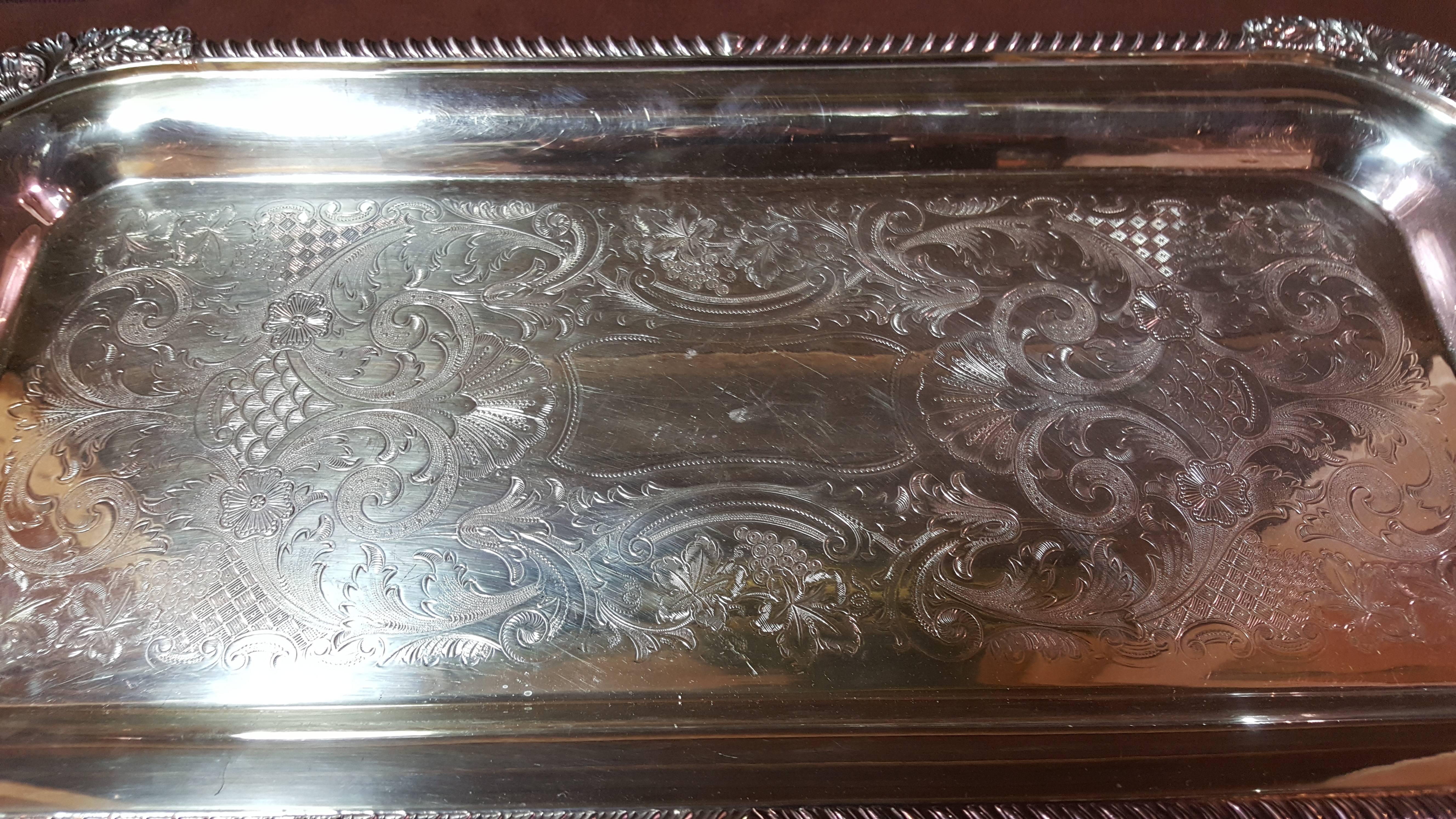 English Cheltenham Sheffield Handled Serving Tray