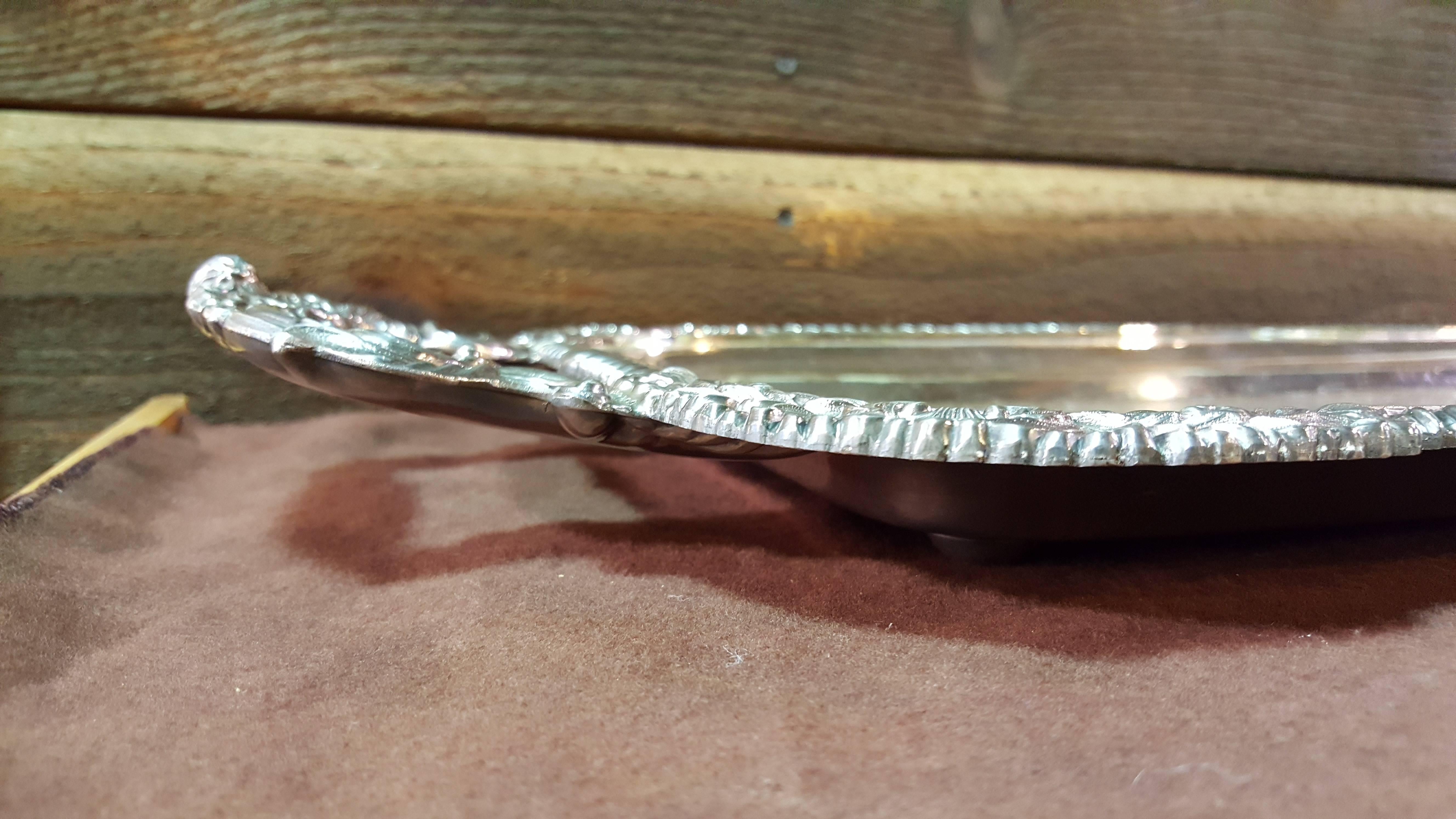 Cheltenham Sheffield Handled Serving Tray In Good Condition In Fulton, CA