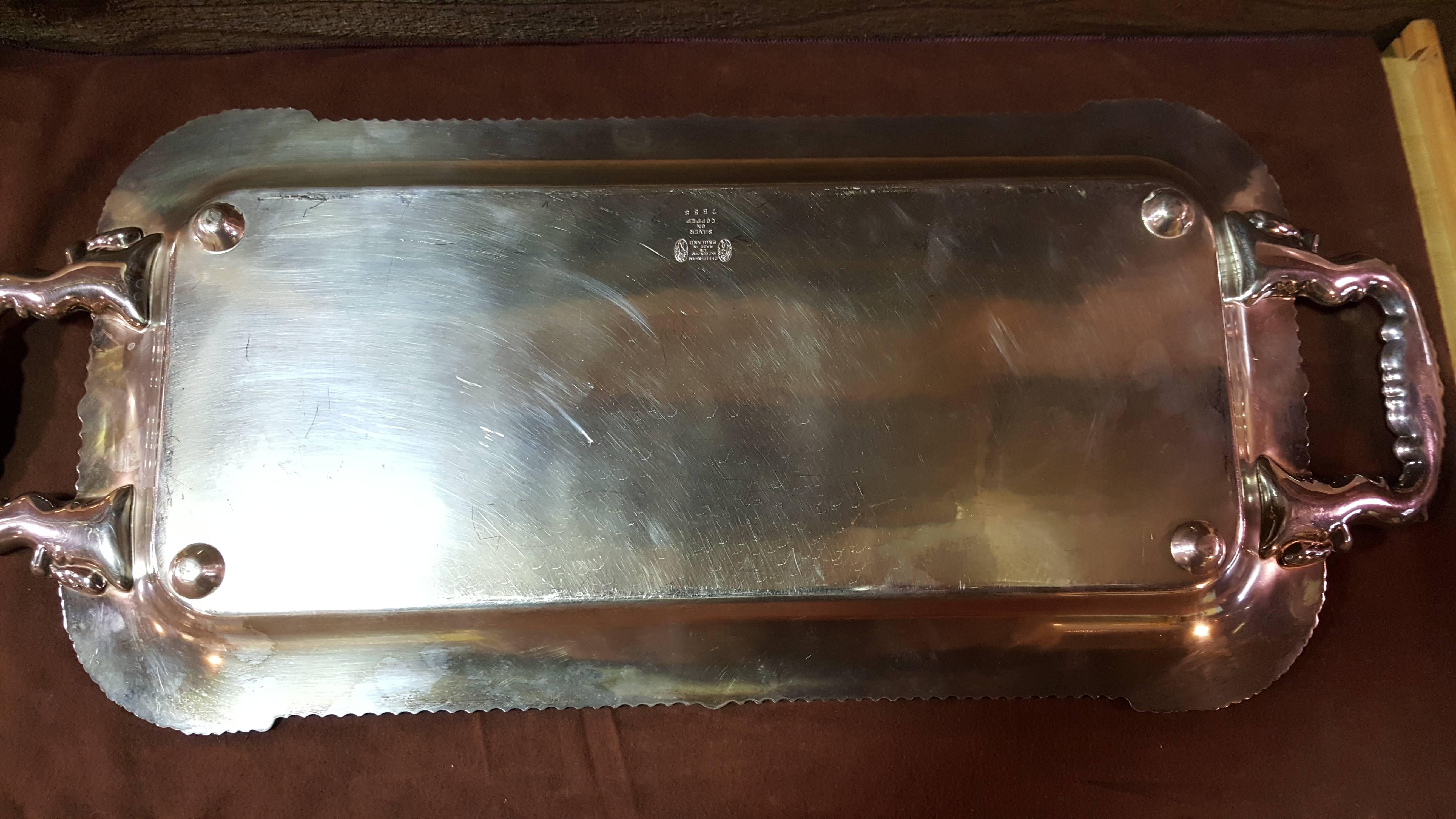 20th Century Cheltenham Sheffield Handled Serving Tray