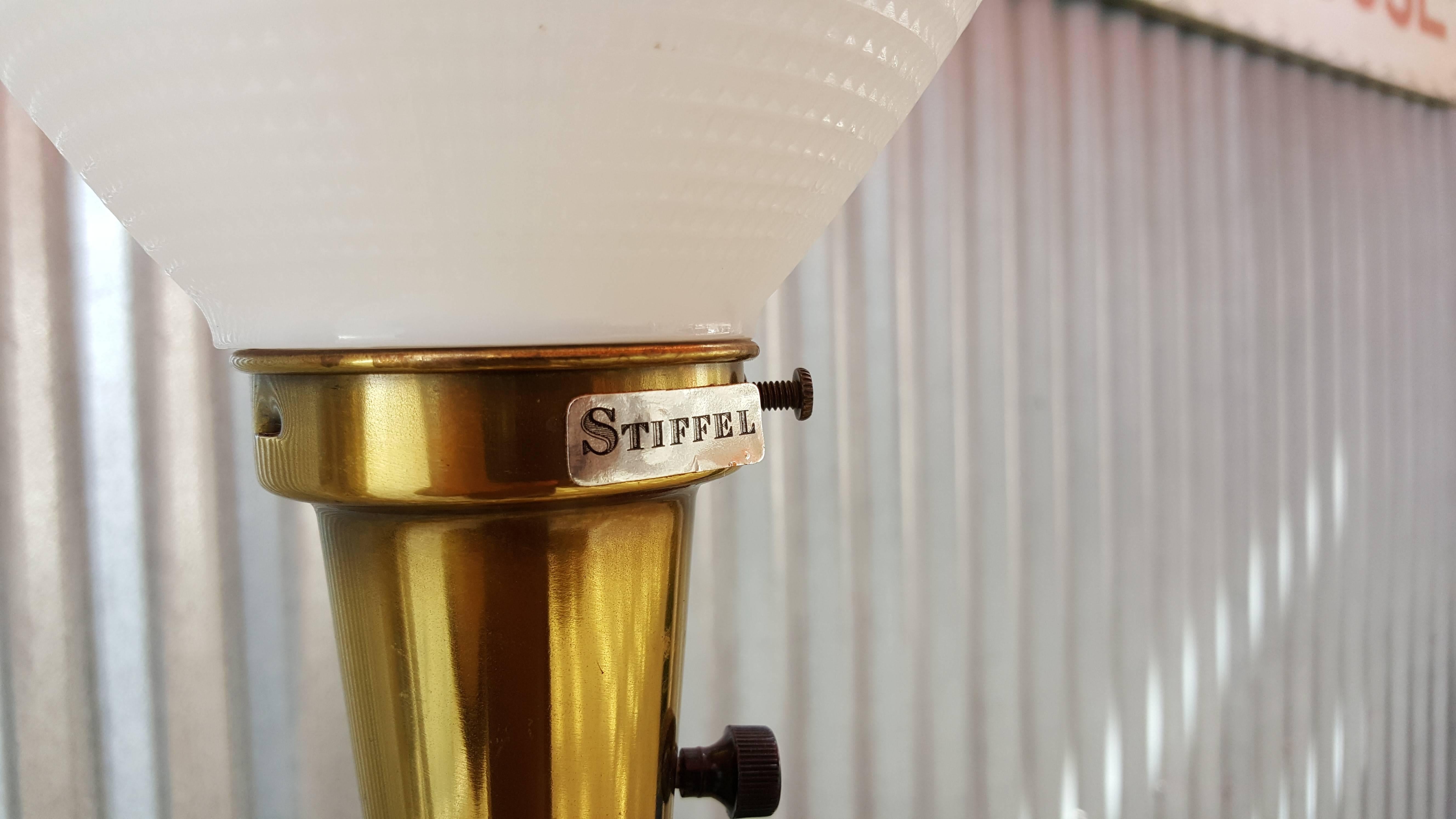 Federal Stiffel Brass and Glass Table Lamps For Sale