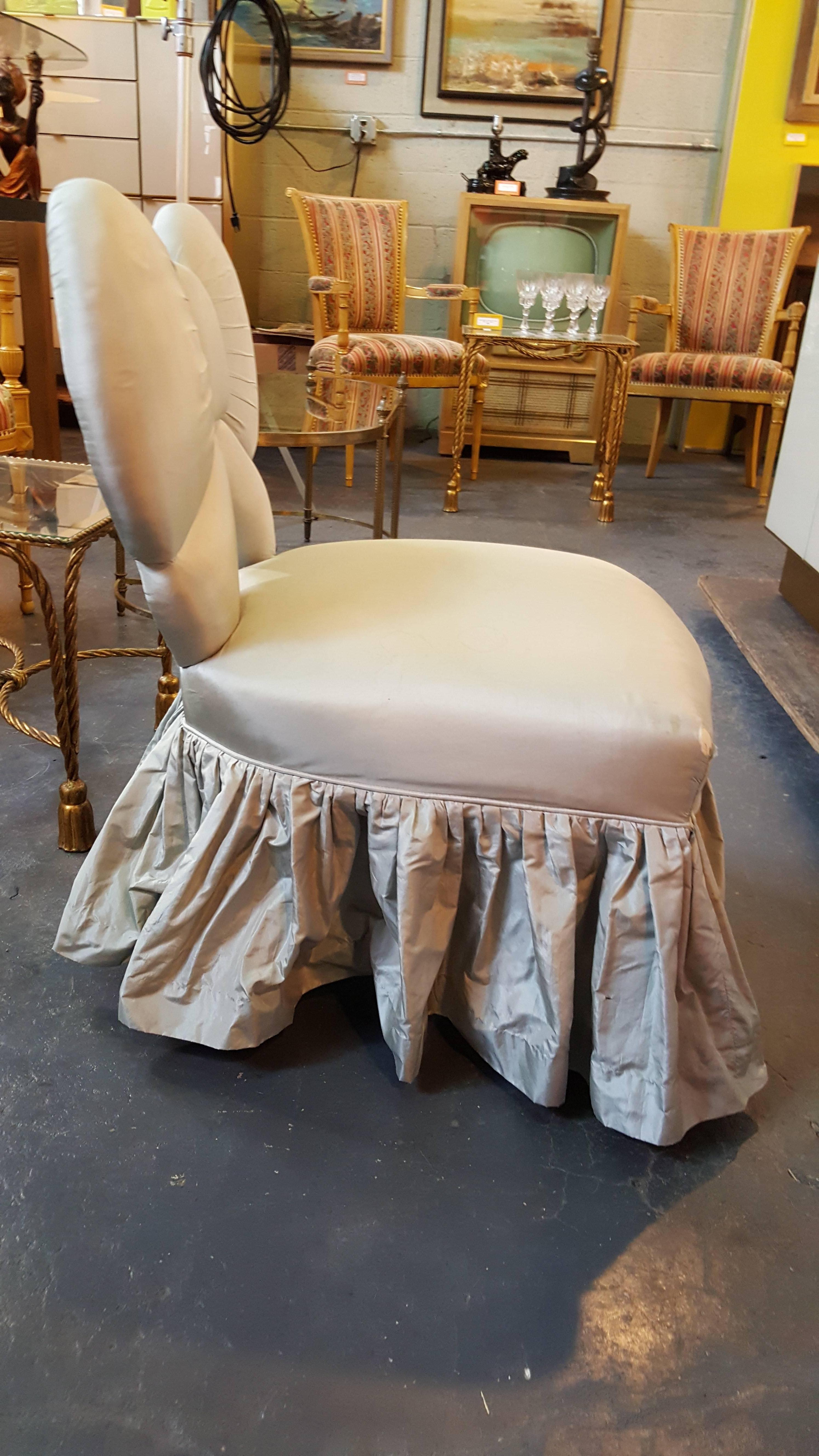 Late 19th Century Unique Slipper Chair with Bow Backrest For Sale