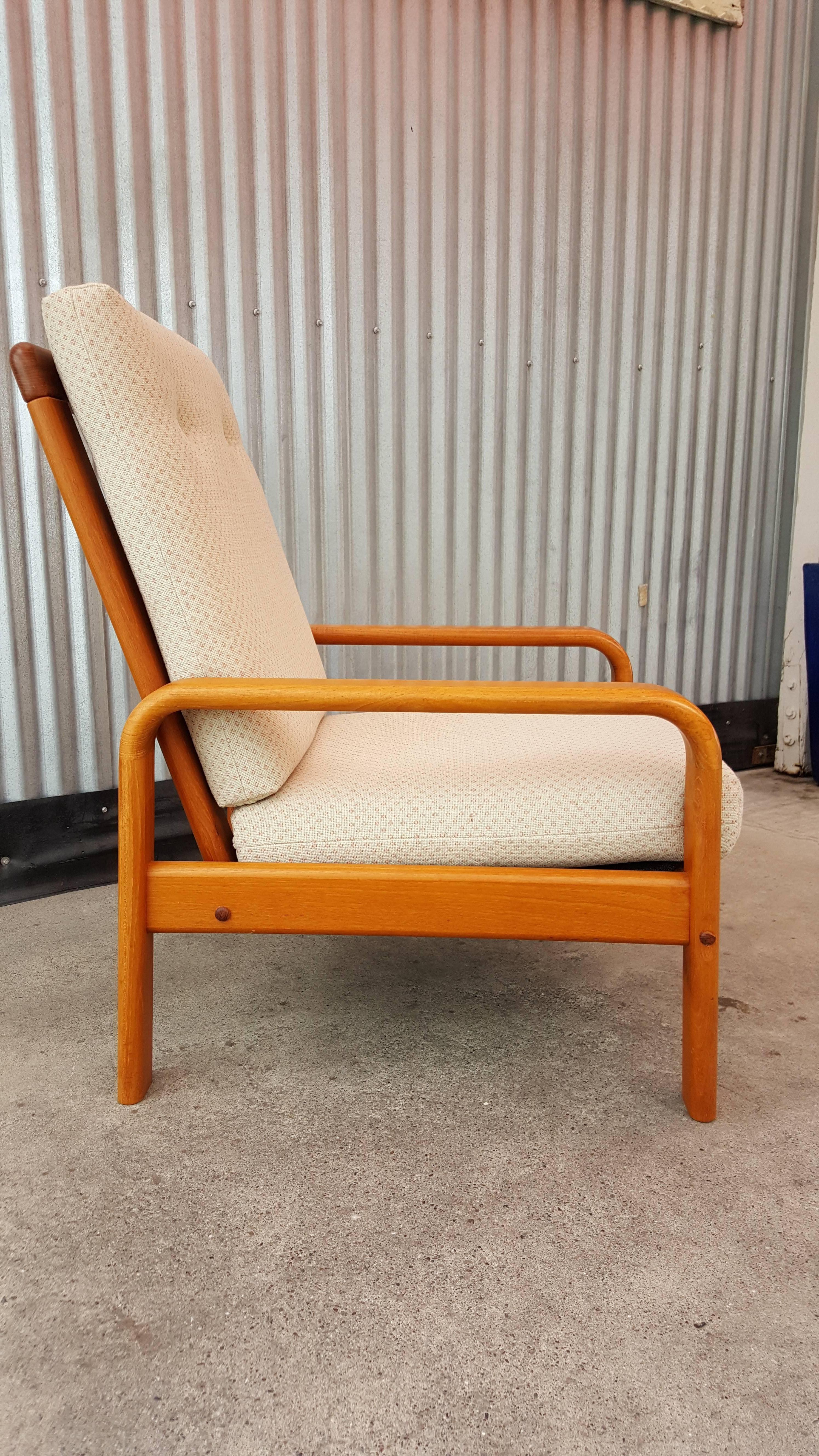 Teak Danish Modern High Back Lounge Chair For Sale