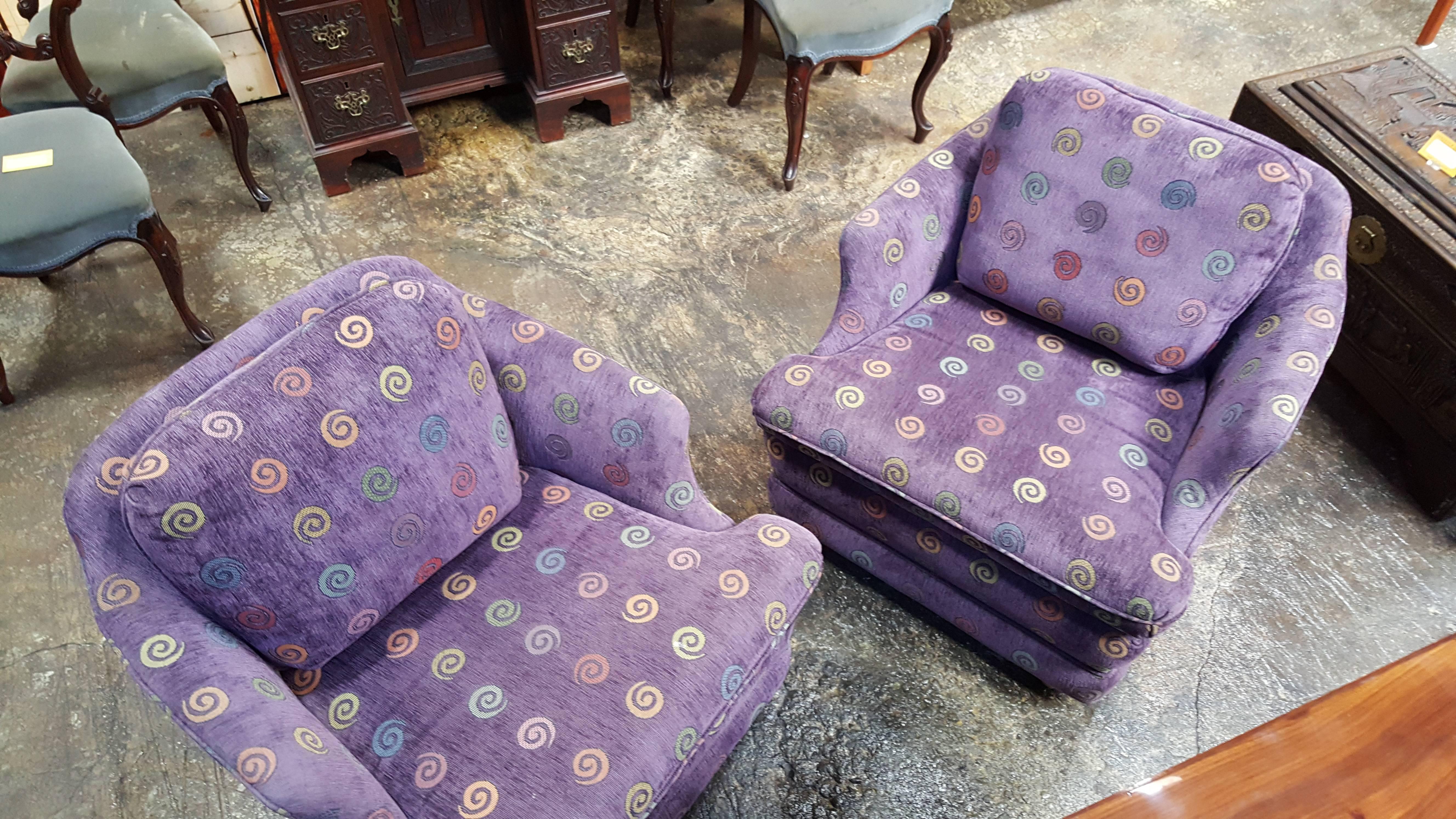 Pair of 1960's Sculptural Barrel Back Lounge Chairs In Excellent Condition In Fulton, CA