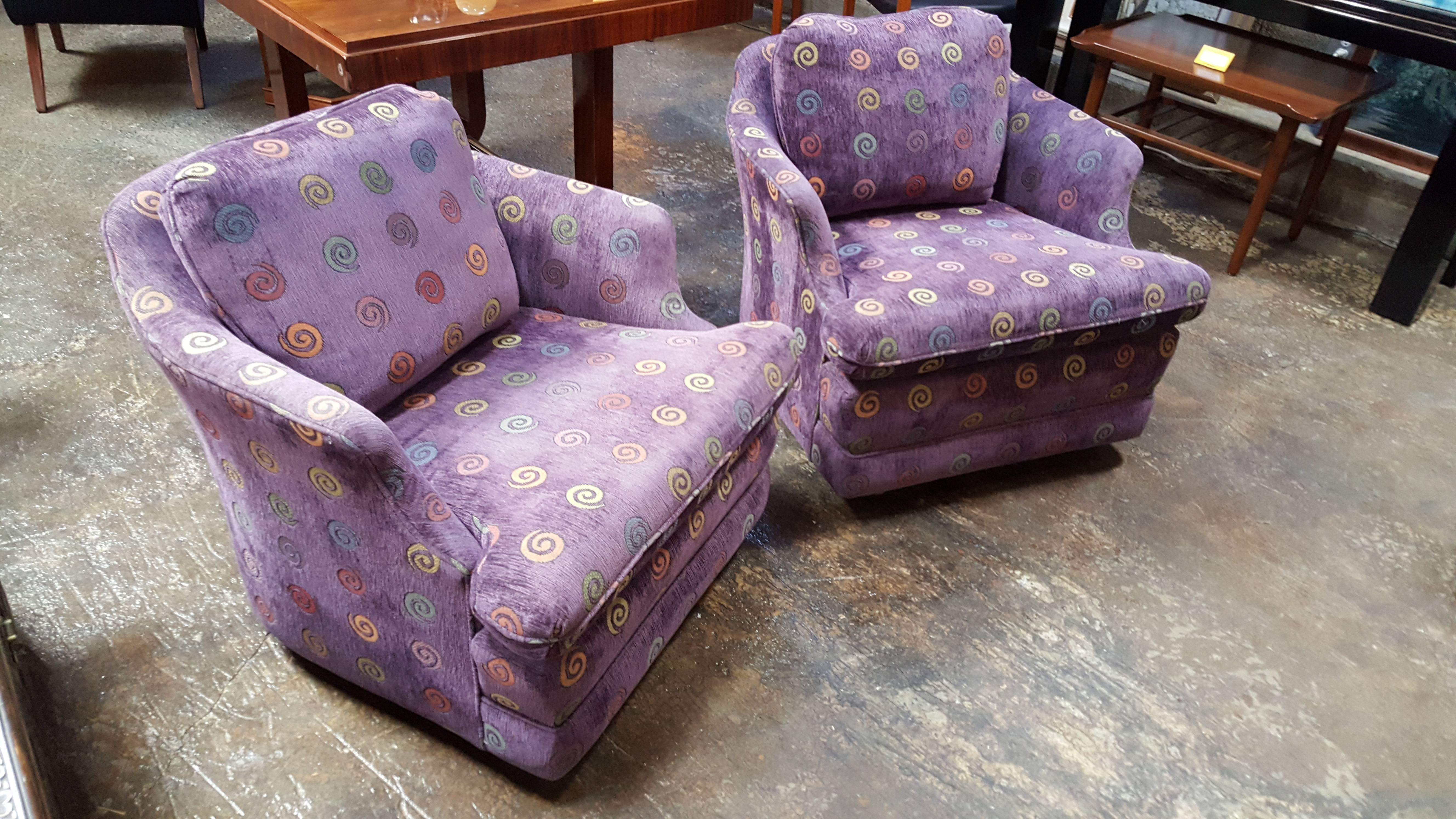 20th Century Pair of 1960's Sculptural Barrel Back Lounge Chairs