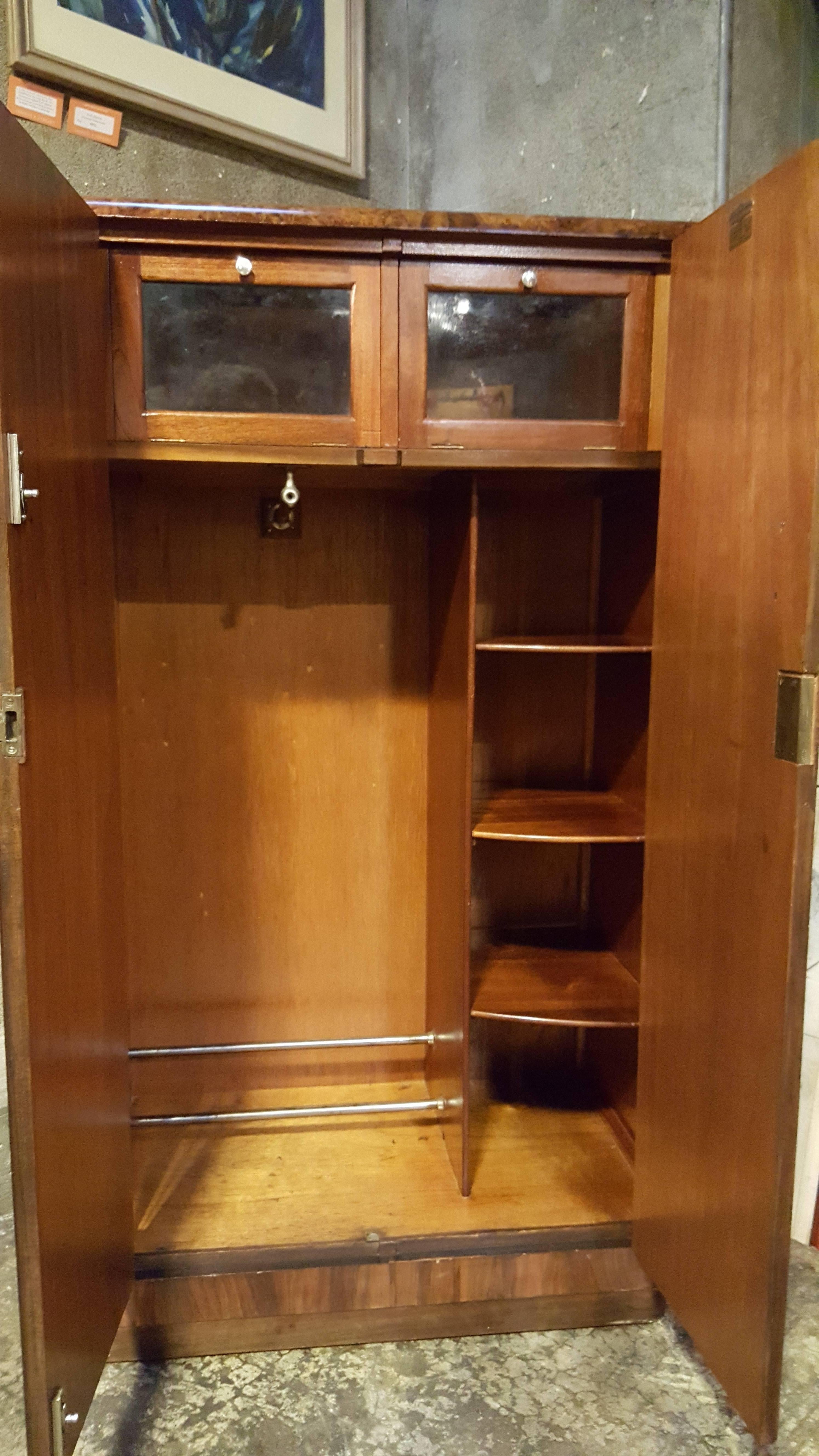 Burl Walnut Fitted Butlers Cabinet by Palatial Furniture For Sale 1