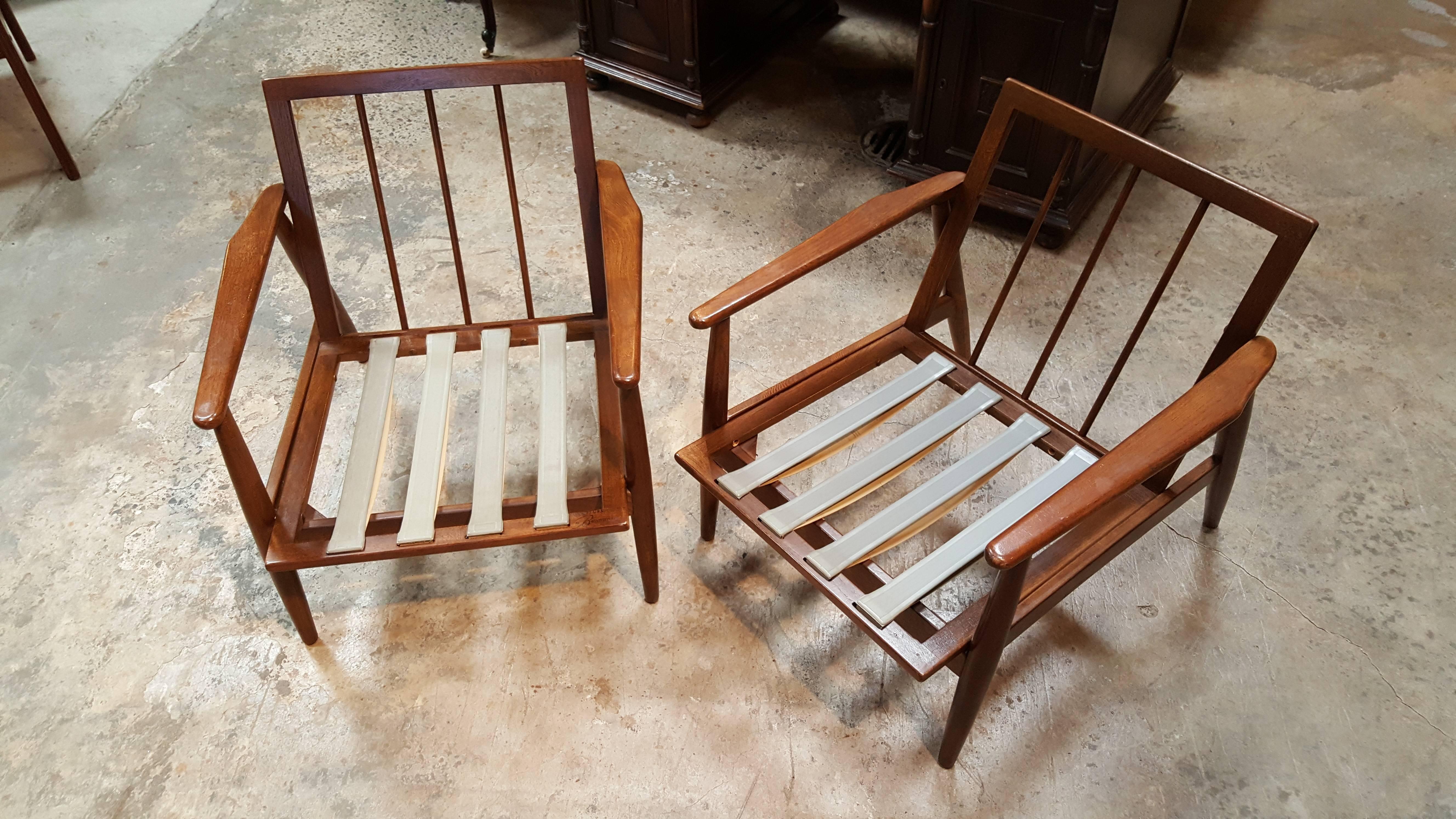 Danish Modern Style Lounge Chairs by Theodore Baumritter In Good Condition In Fulton, CA