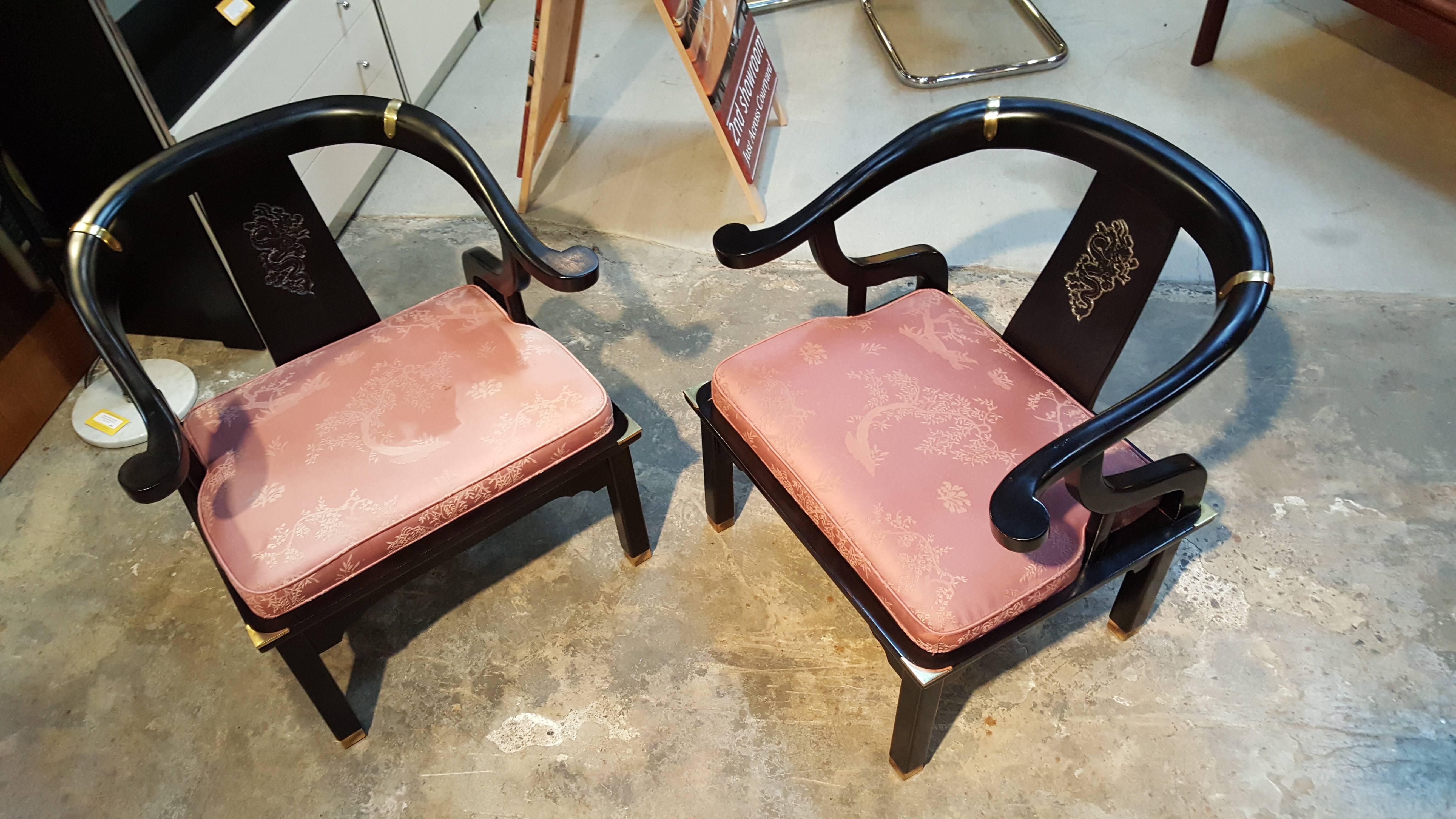 Black Lacquer Ming Style Chairs manner of James Mont 4
