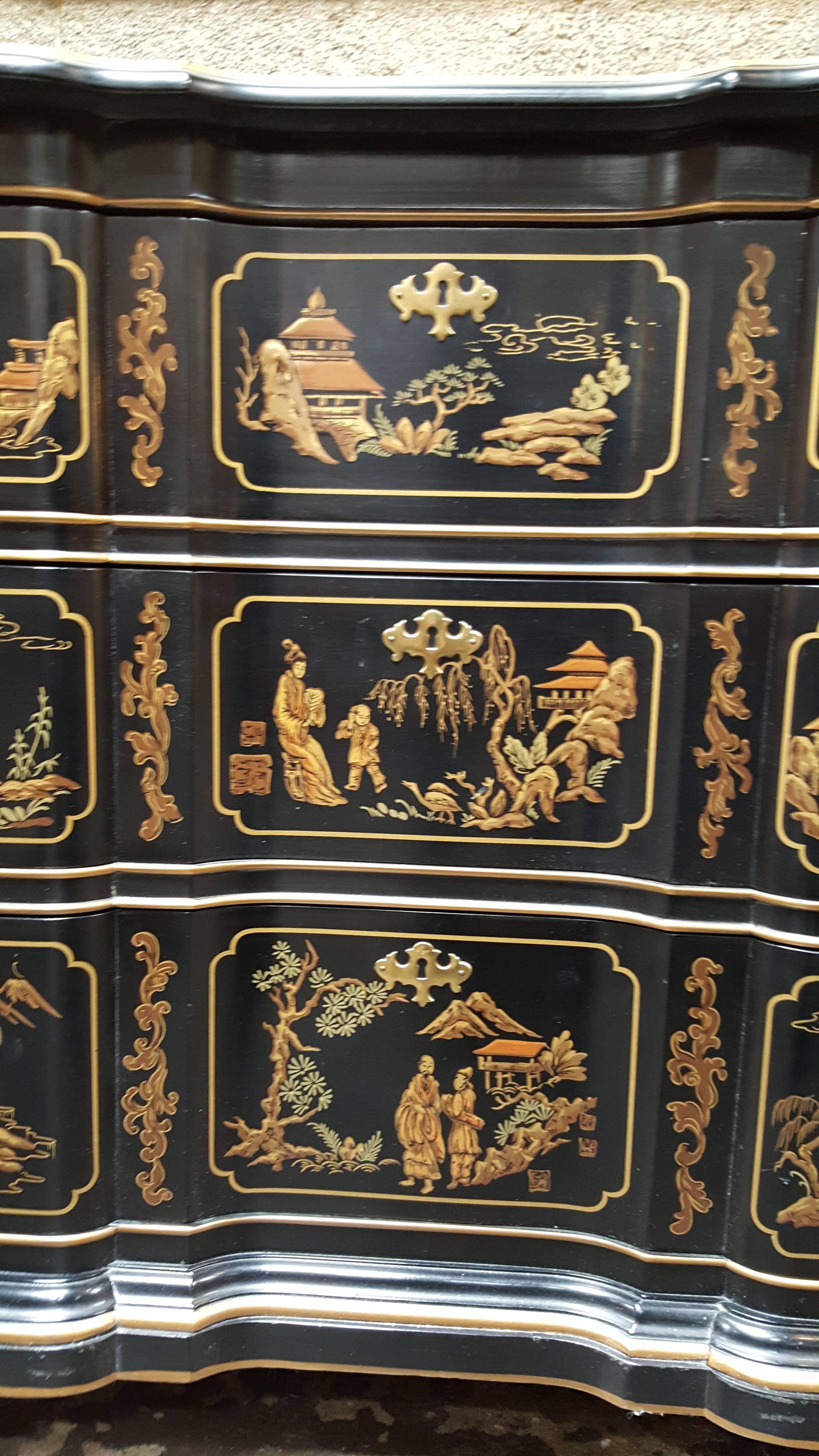 American Chippendale Style Chinoiserie Dresser by Drexel
