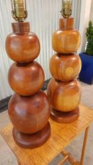 Table Lamps with Turned Wood Graduated Spheres