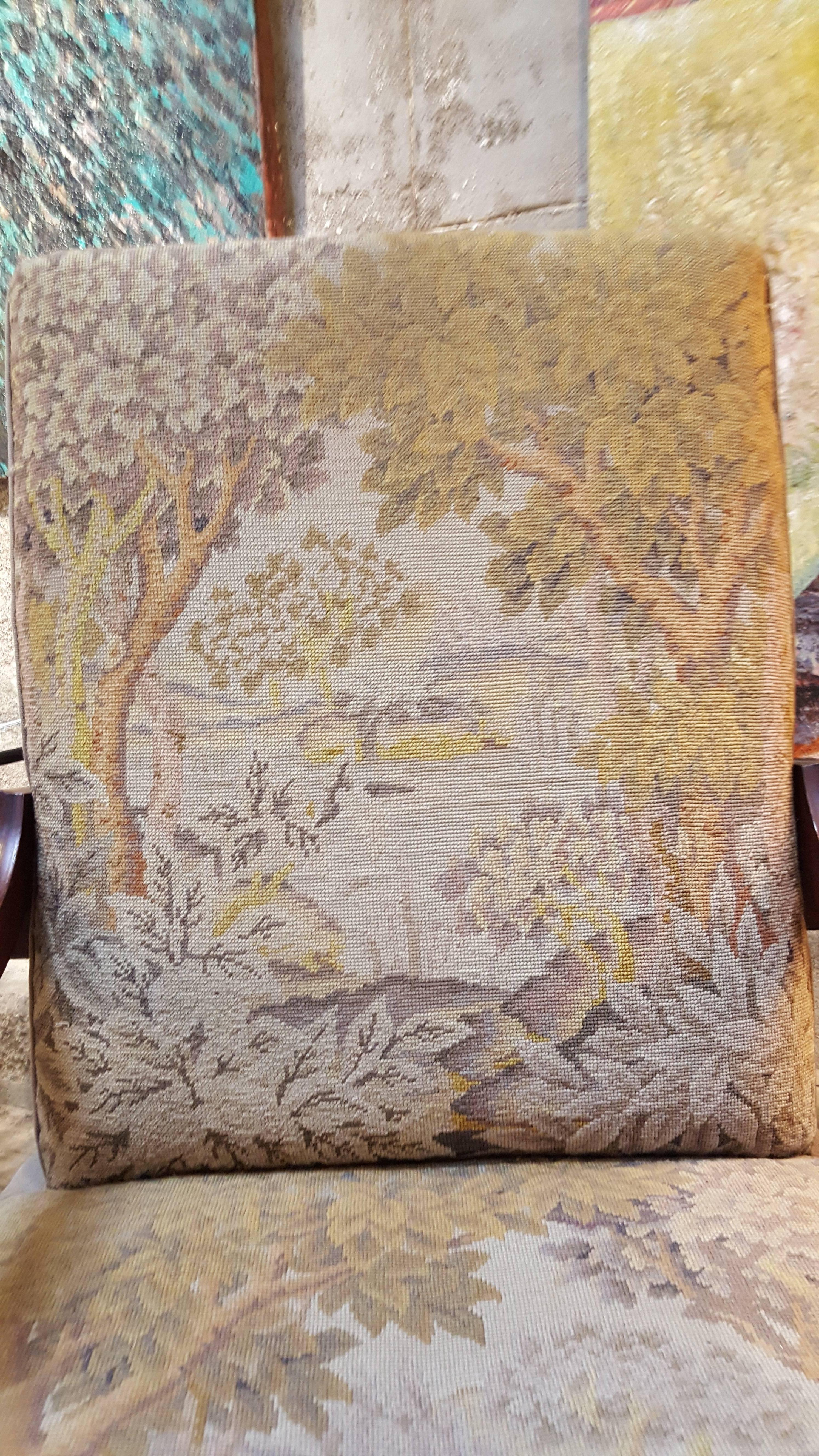 Large-Scale Armchair Chair with Tapestry Upholstery In Good Condition For Sale In Fulton, CA