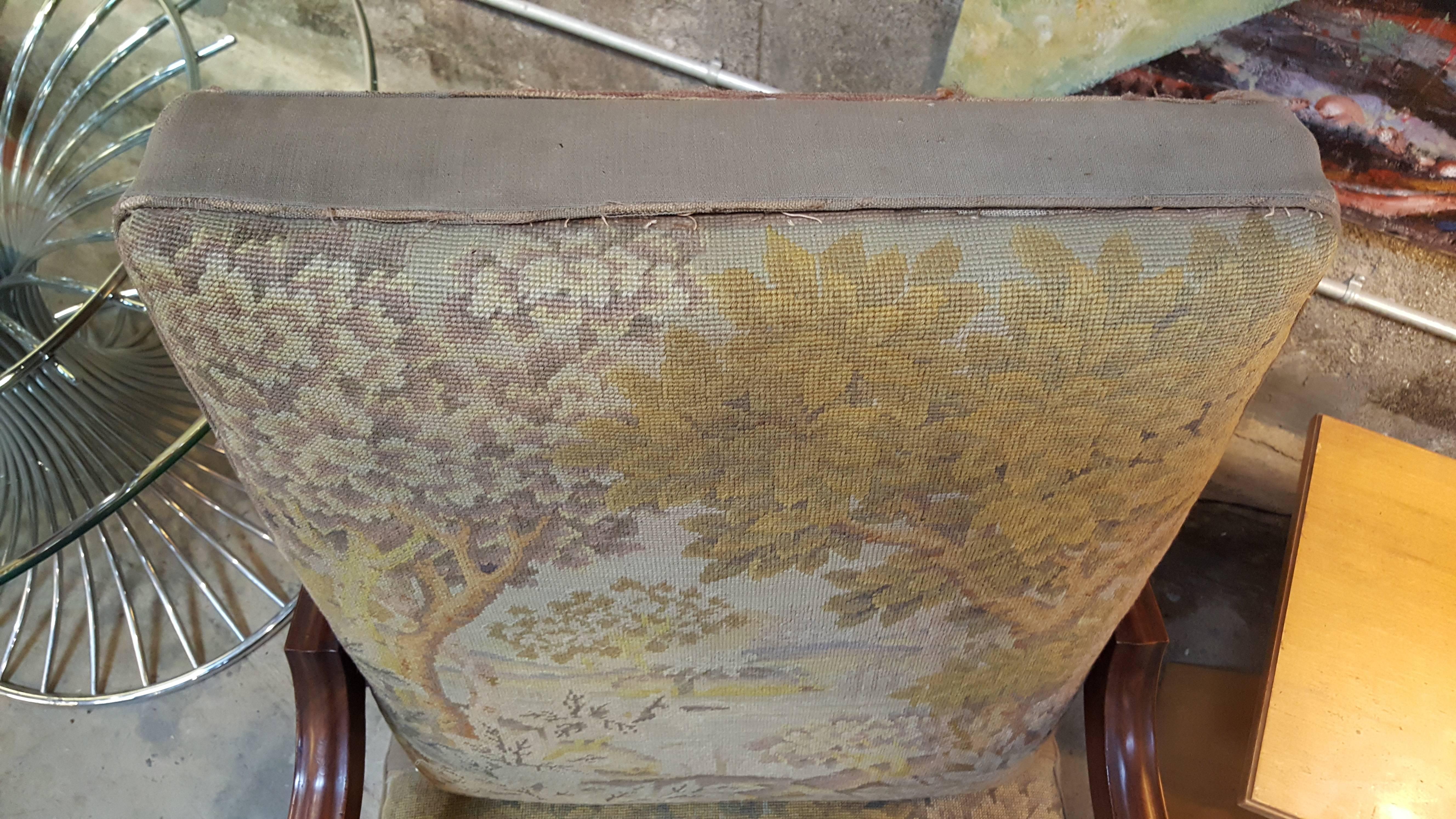 Late 19th Century Large-Scale Armchair Chair with Tapestry Upholstery For Sale