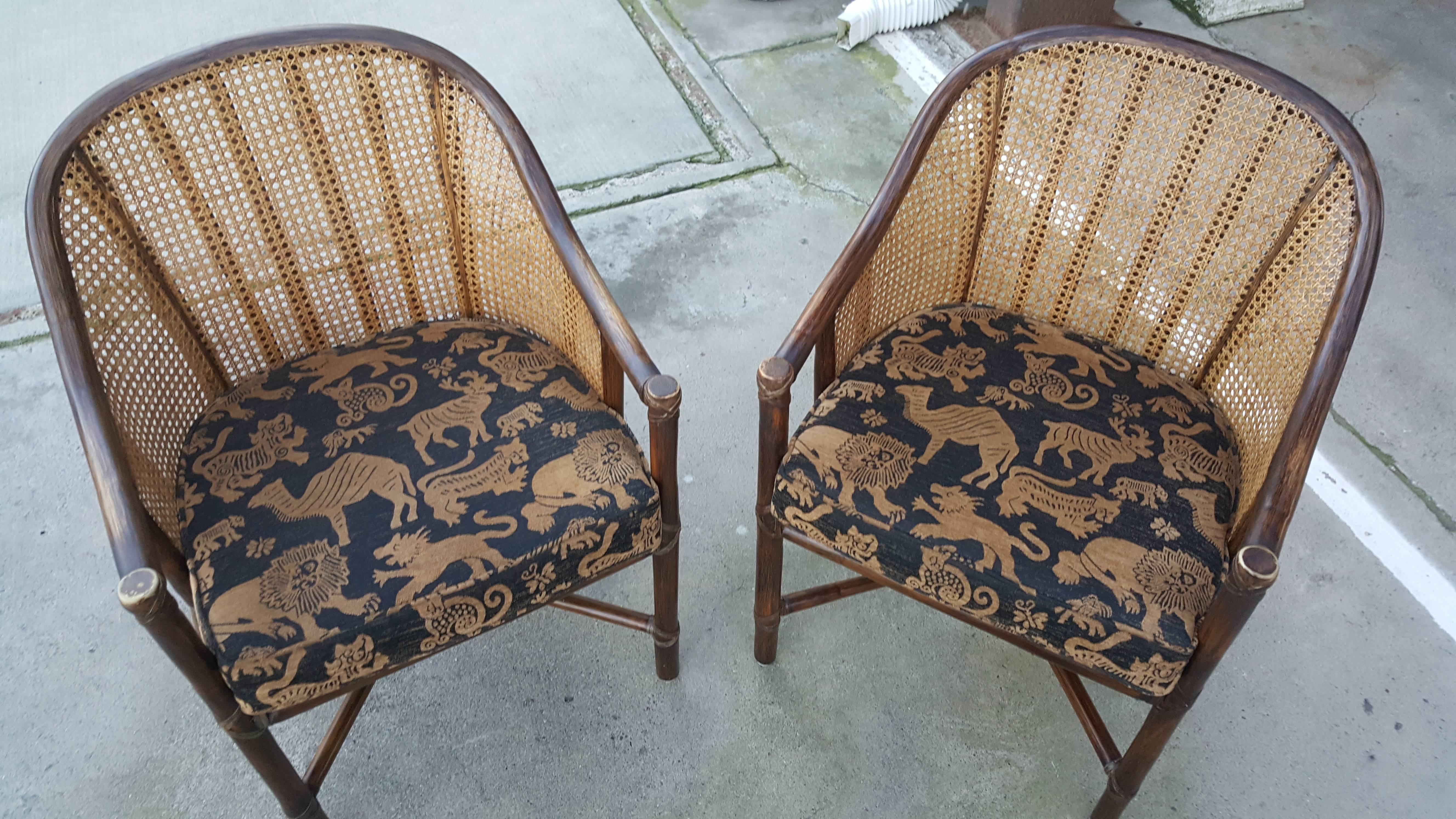 Pair of McGuire Rattan Armchairs In Excellent Condition In Fulton, CA