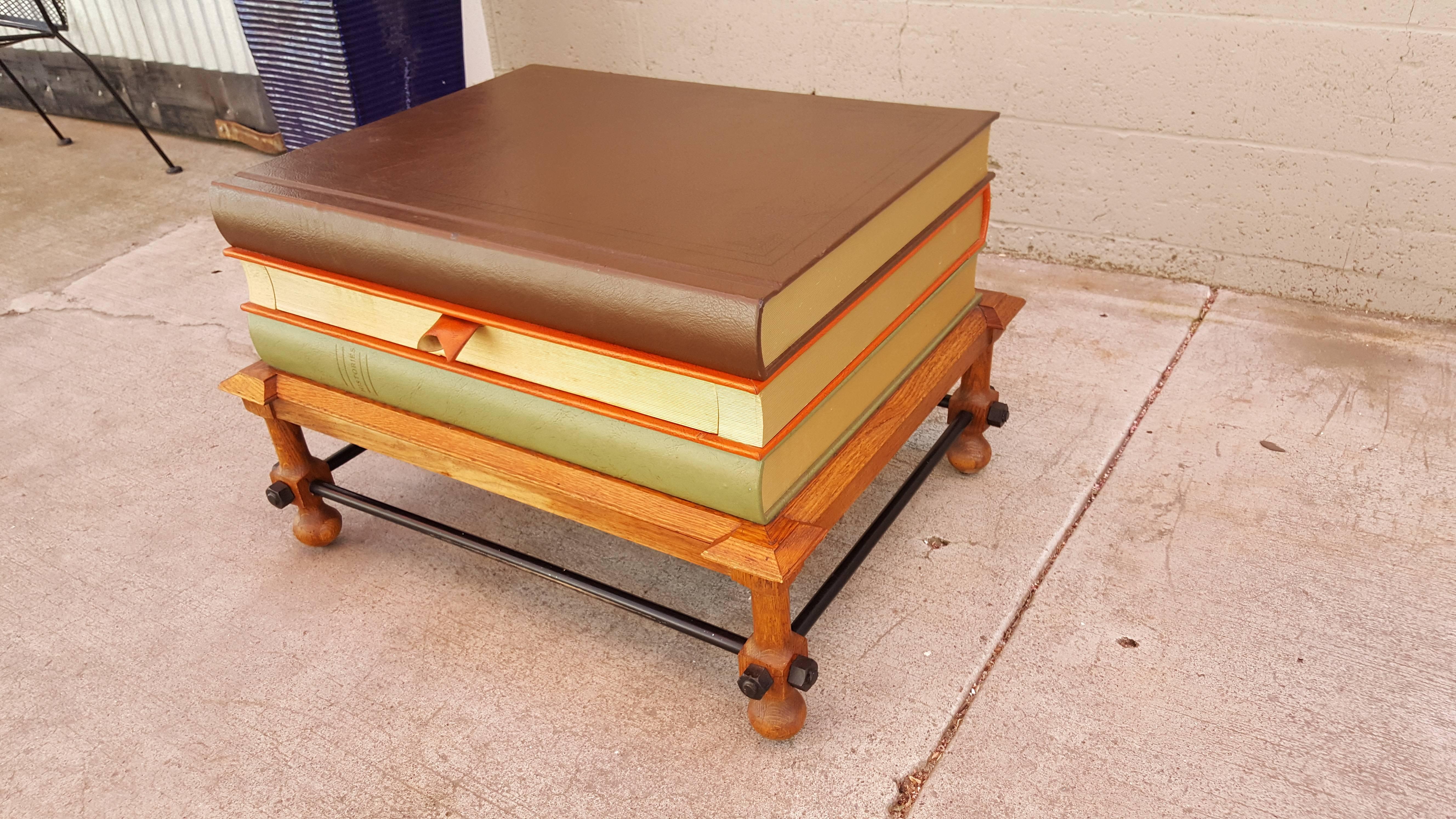 Scarce John Dickinson Shakespeare stacking books end table. Center book  drawer with bookmark as pull. Made by Drexel Furniture, circa. 1960's. Very good original condition with light, age appropriate wear. Top surface measures 28