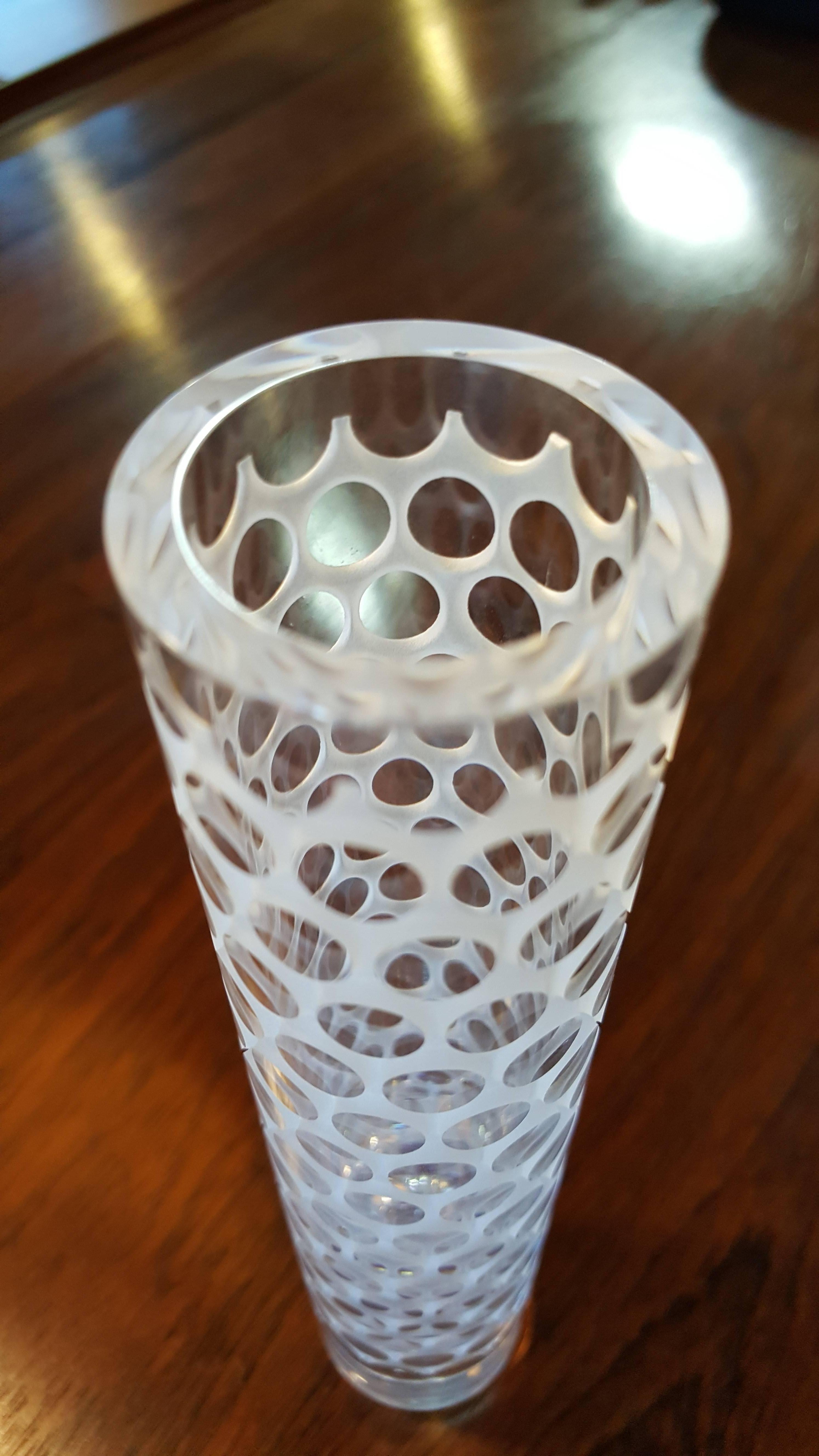 Etched Glass Bud Vase by Eric Hilton for Steuben In Excellent Condition In Fulton, CA