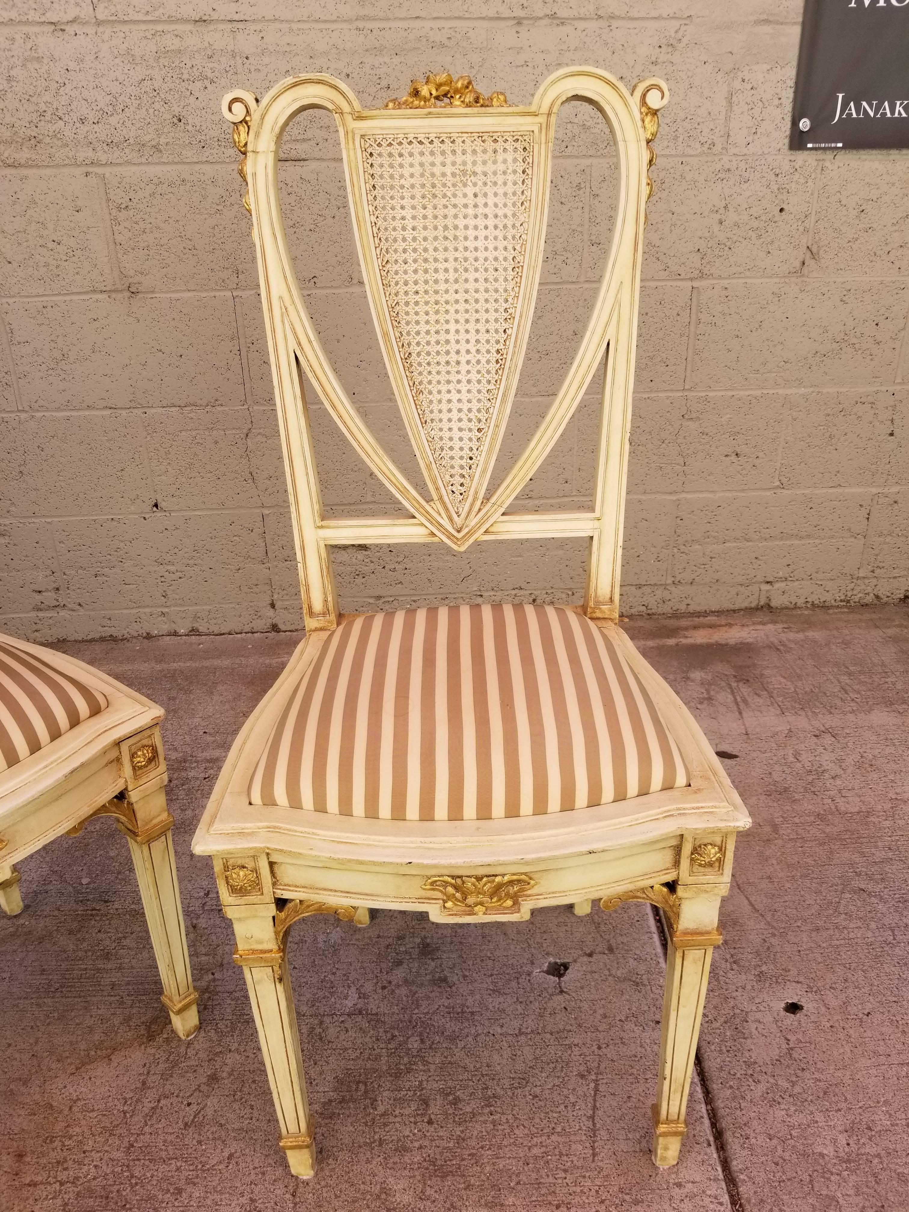Pair 1920's French Painted Side Chairs 3
