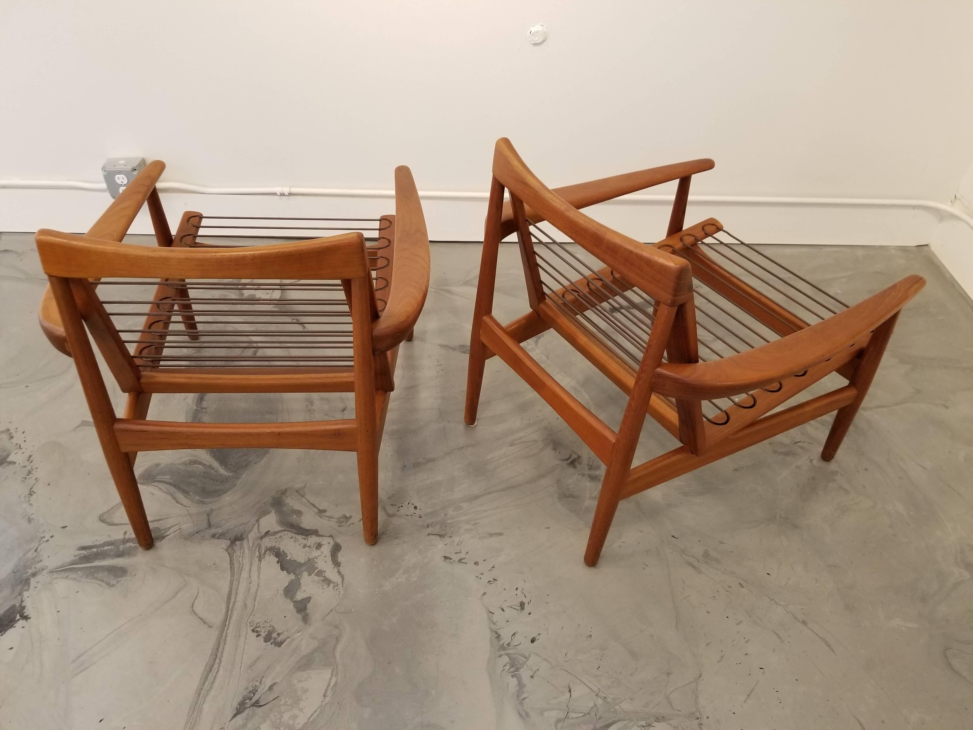 Mid-20th Century Grete Jalk Attributed Teak Danish Modern Lounge Chairs