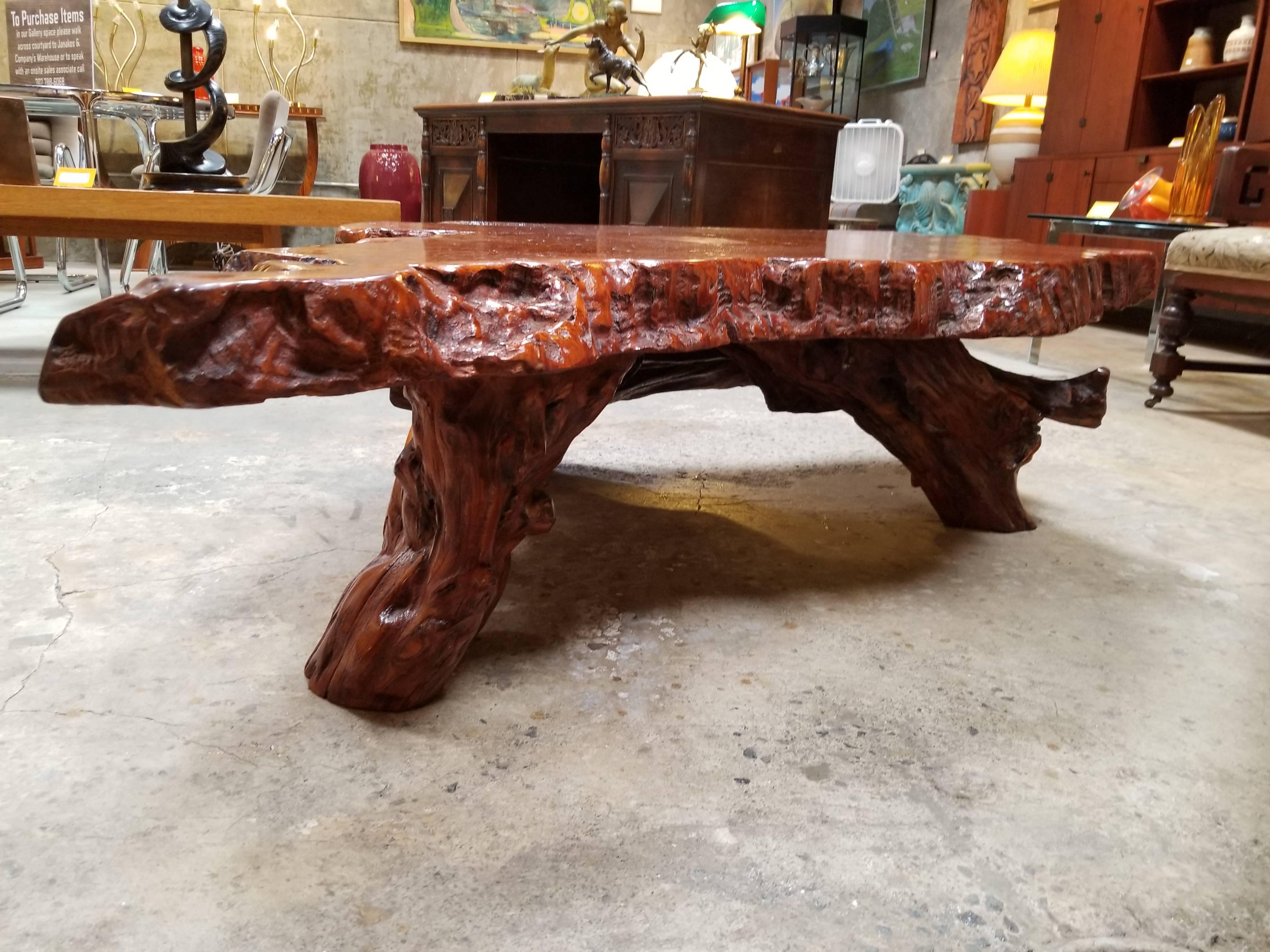Highly Figured Redwood Burl Coffee Table 1