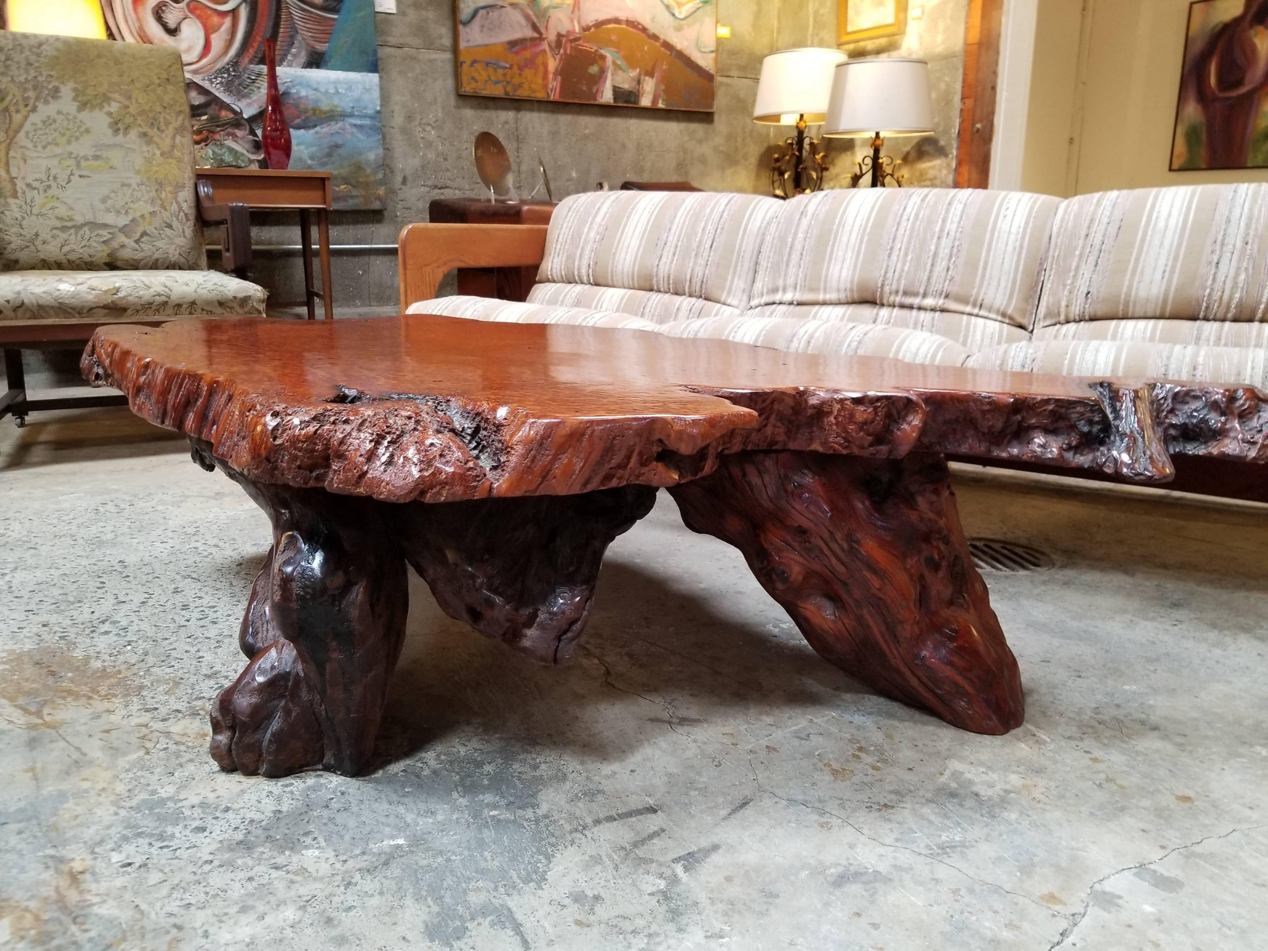 Highly Figured Redwood Burl Coffee Table 2
