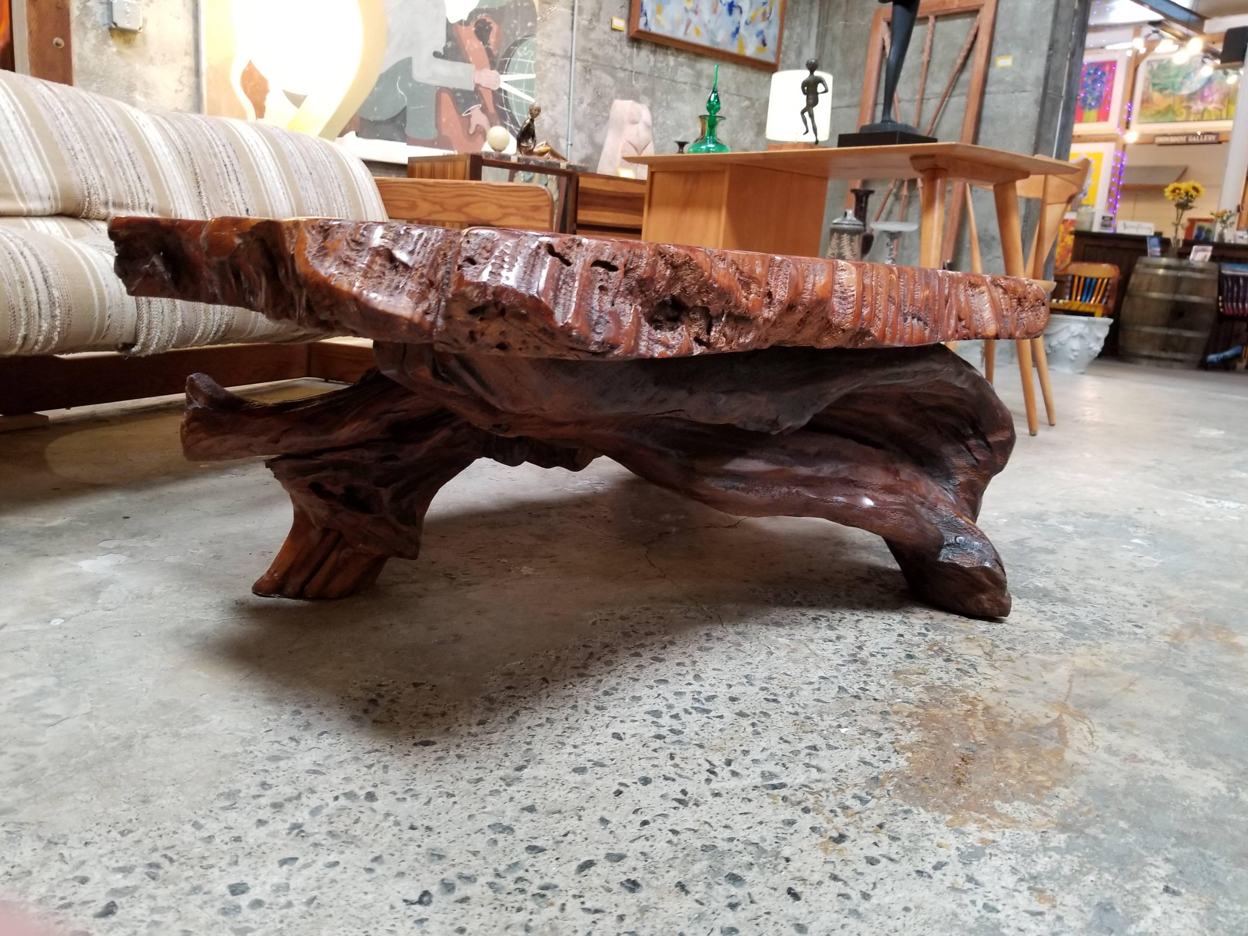 Highly Figured Redwood Burl Coffee Table 3