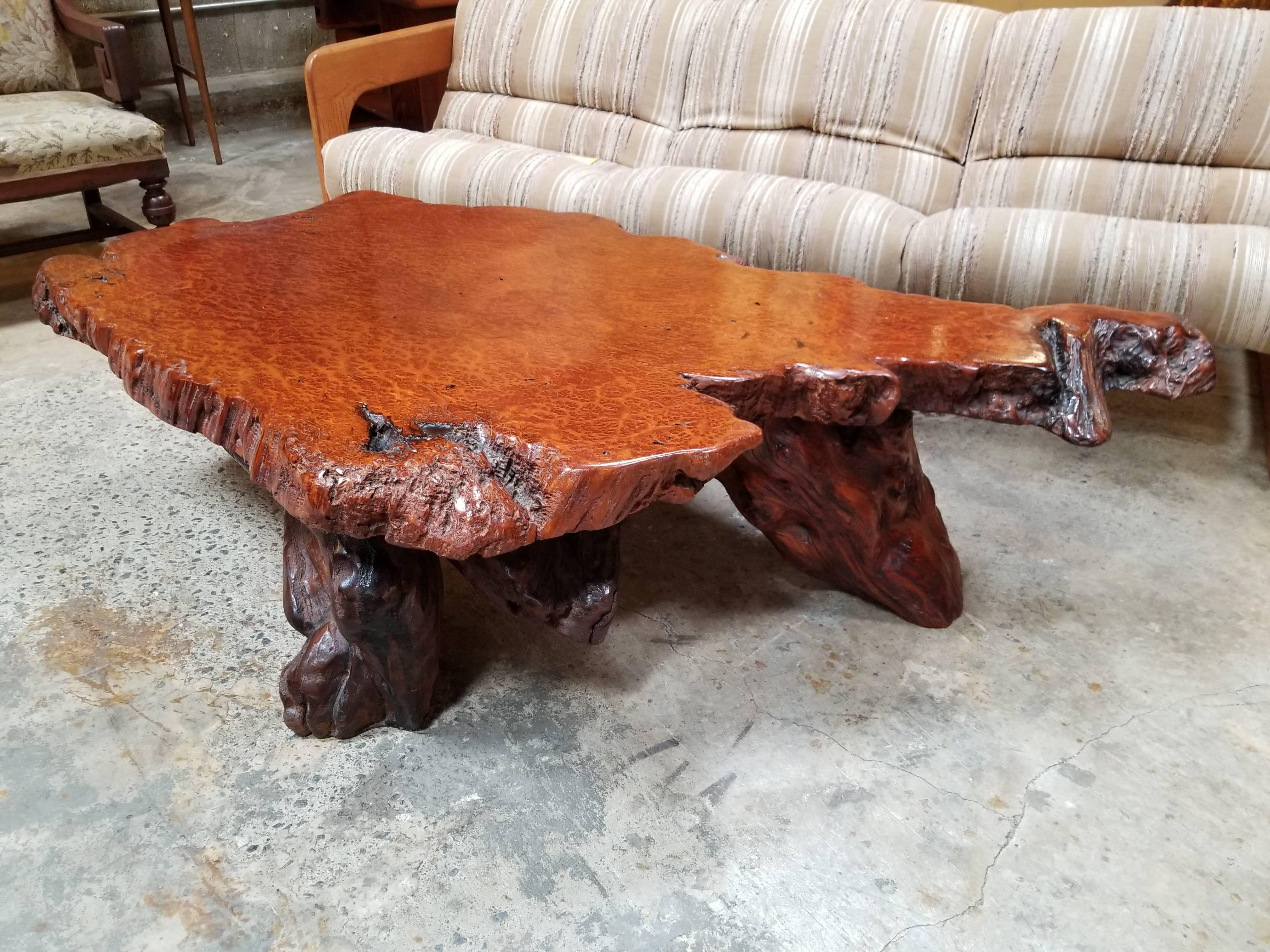 Highly Figured Redwood Burl Coffee Table 4